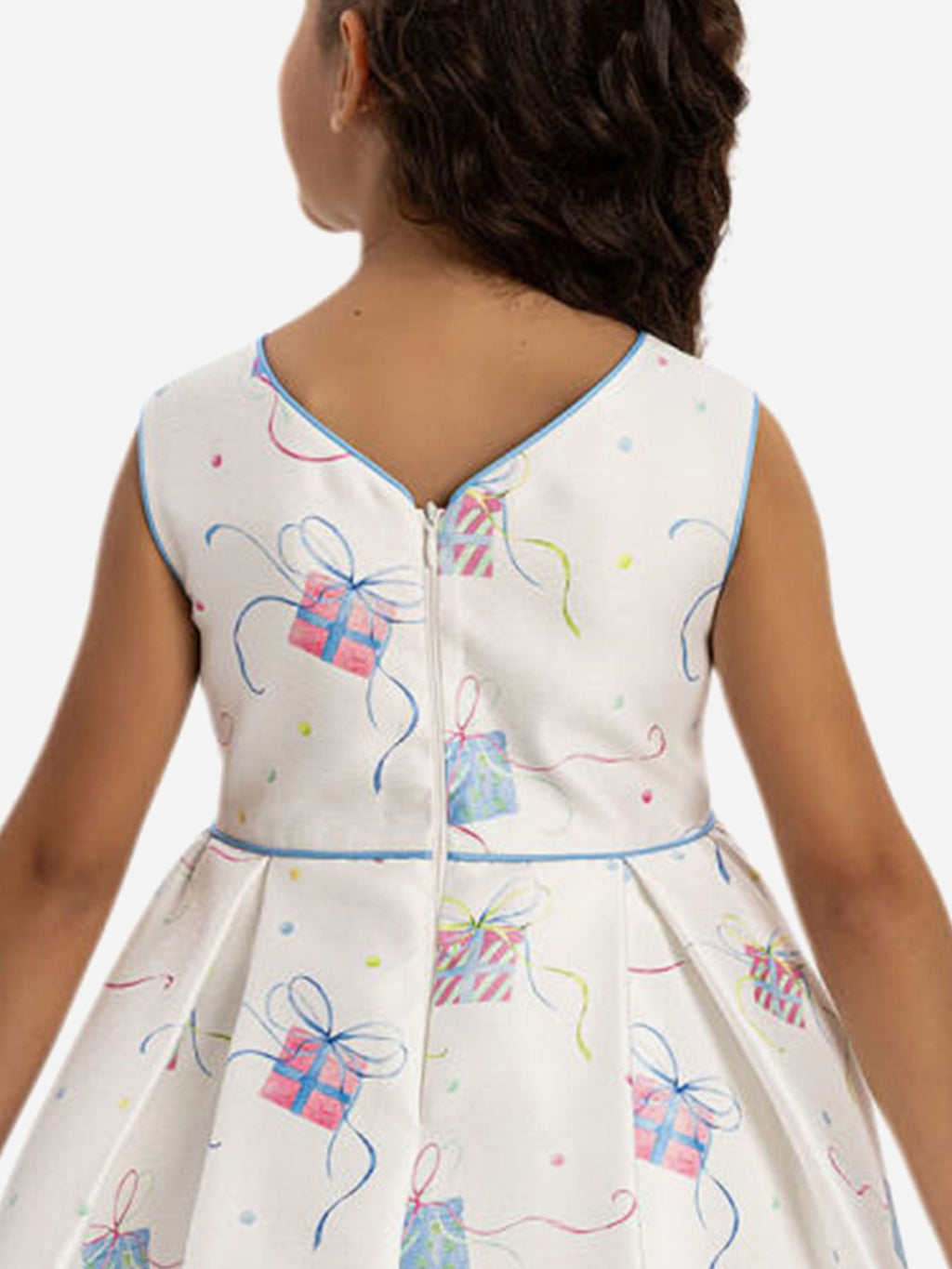 DRESS & Fleur Girls Blue Jacquard Party Dress with Matching Bag
