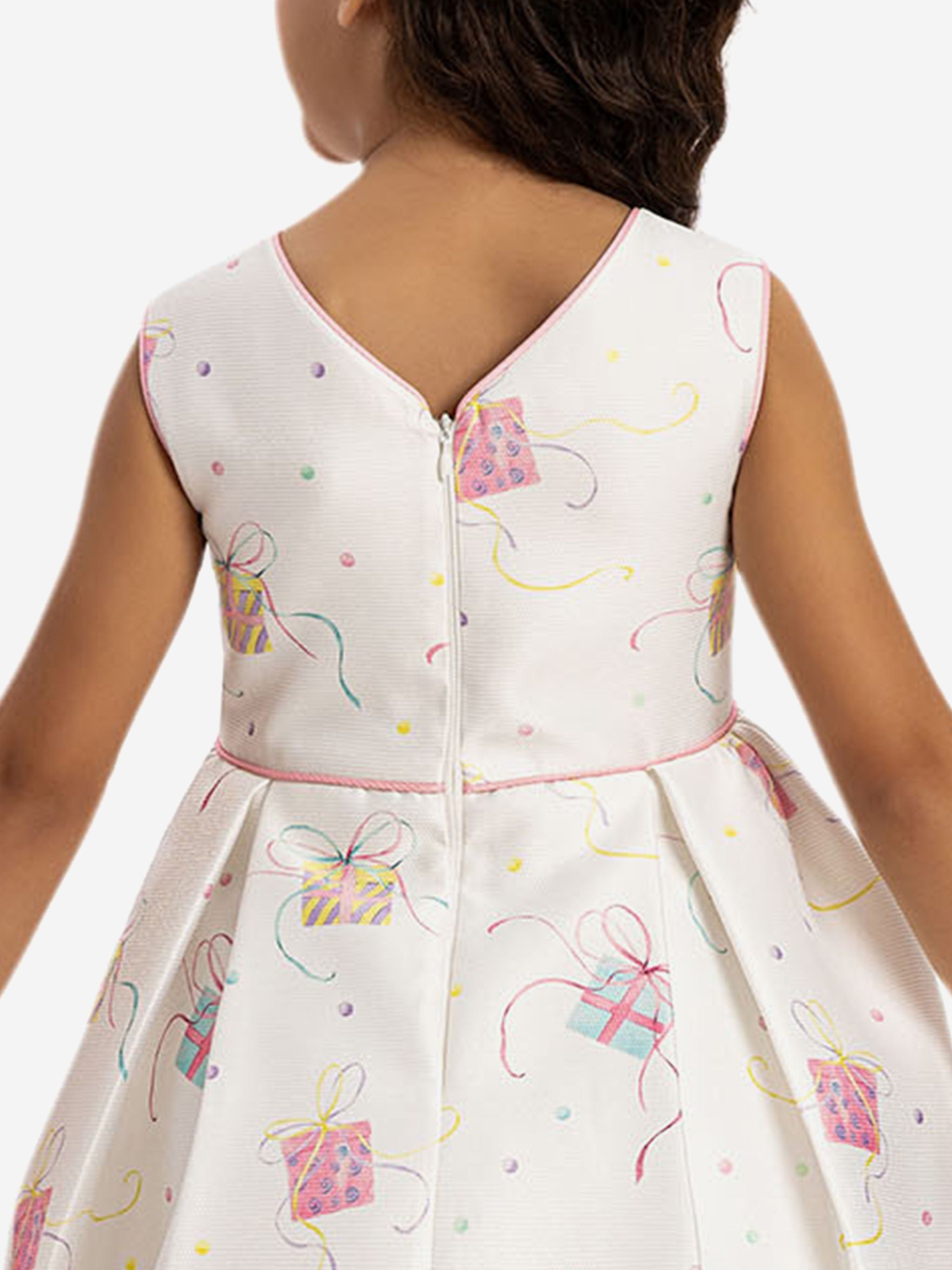 DRESS & Fleur Girls Pink Jacquard Party Dress with Bag | Cotton Lined