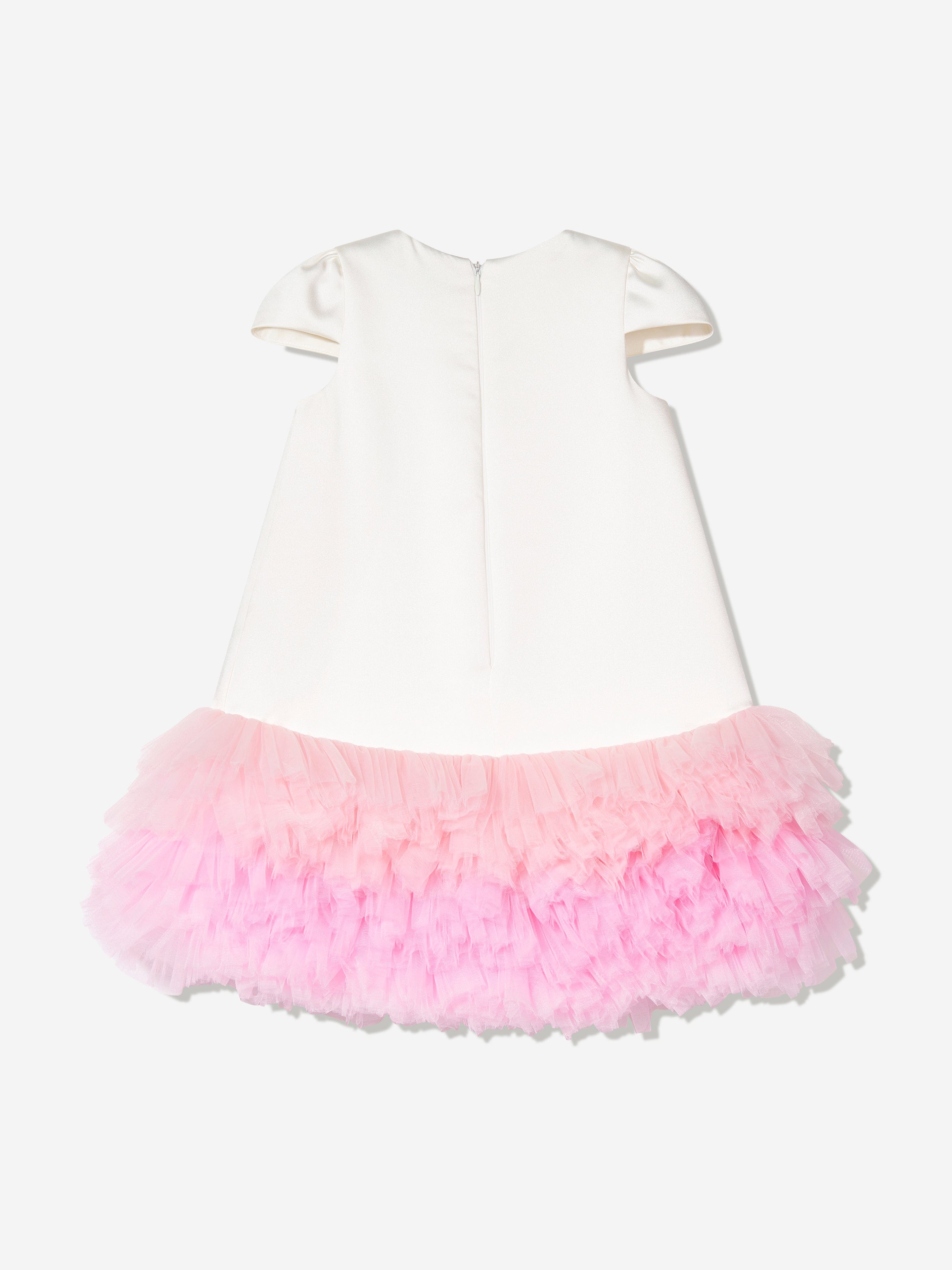 DRESS & Fleur Girls Ivory Tulle Occasion Dress with Floral Headband