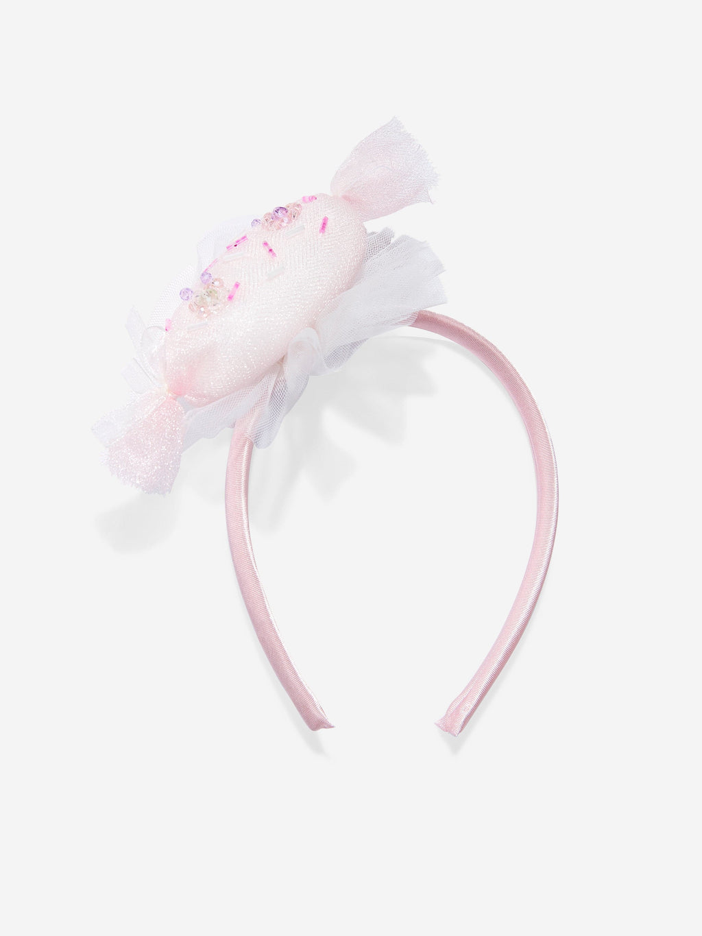 DRESS & Fleur Girls Ivory Tulle Occasion Dress with Floral Headband