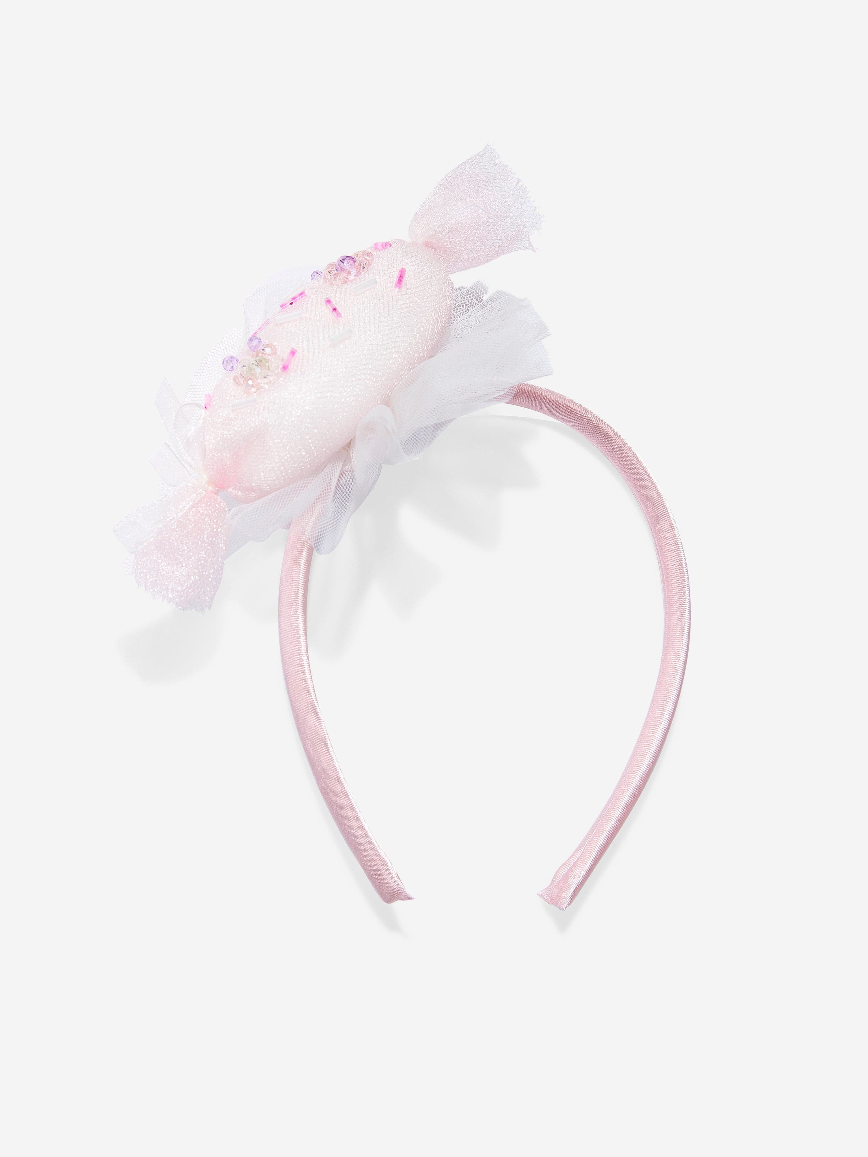 DRESS & Fleur Girls Ivory Tulle Occasion Dress with Floral Headband