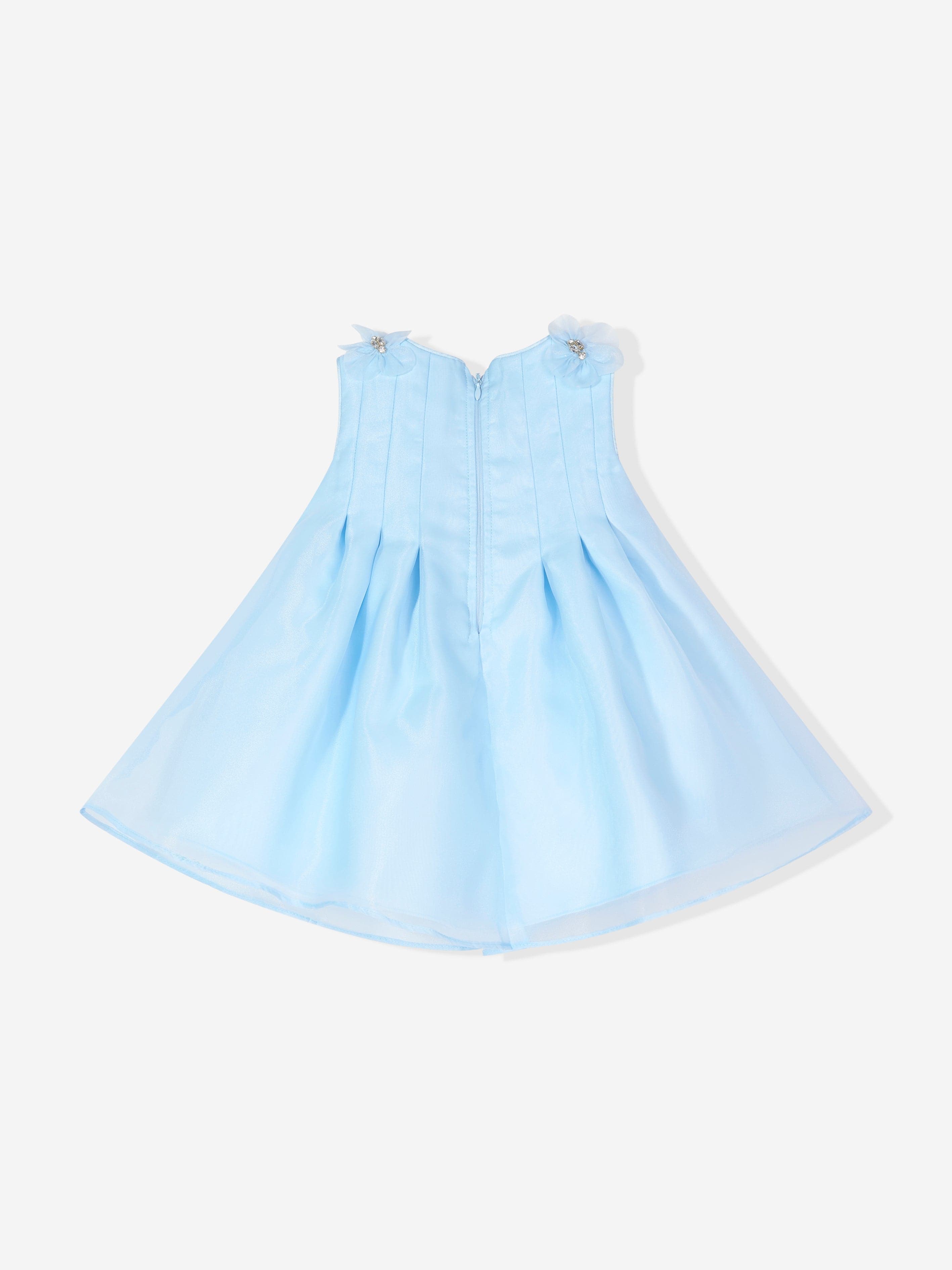 DRESS & Fleur Baby Girls Blue Organza Occasion Dress with Headband