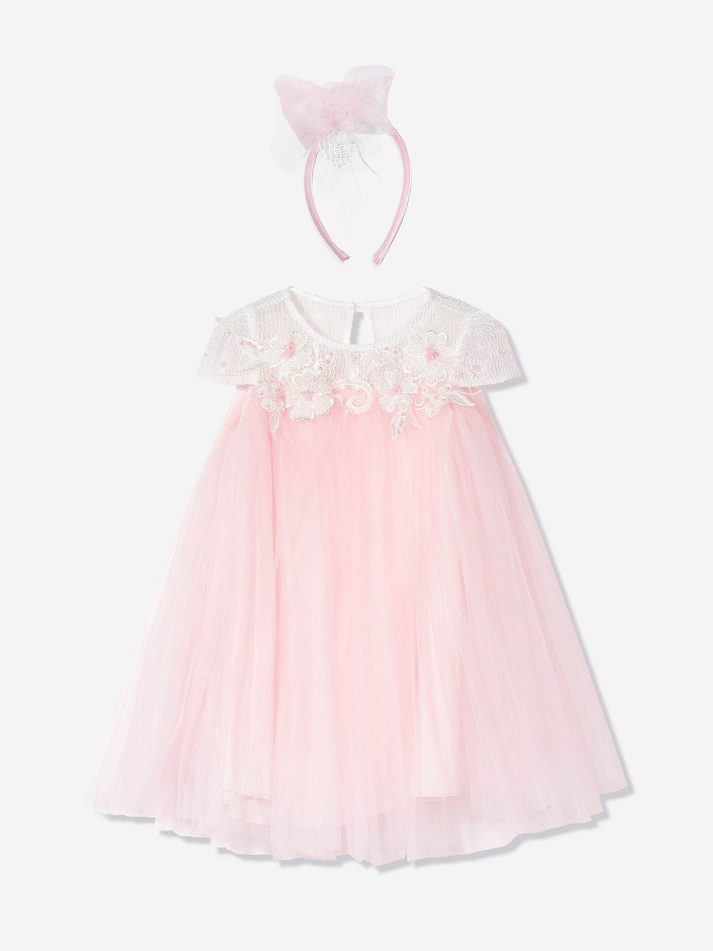 DRESS & Fleur Girls Pink Flower Occasion Dress with Headband