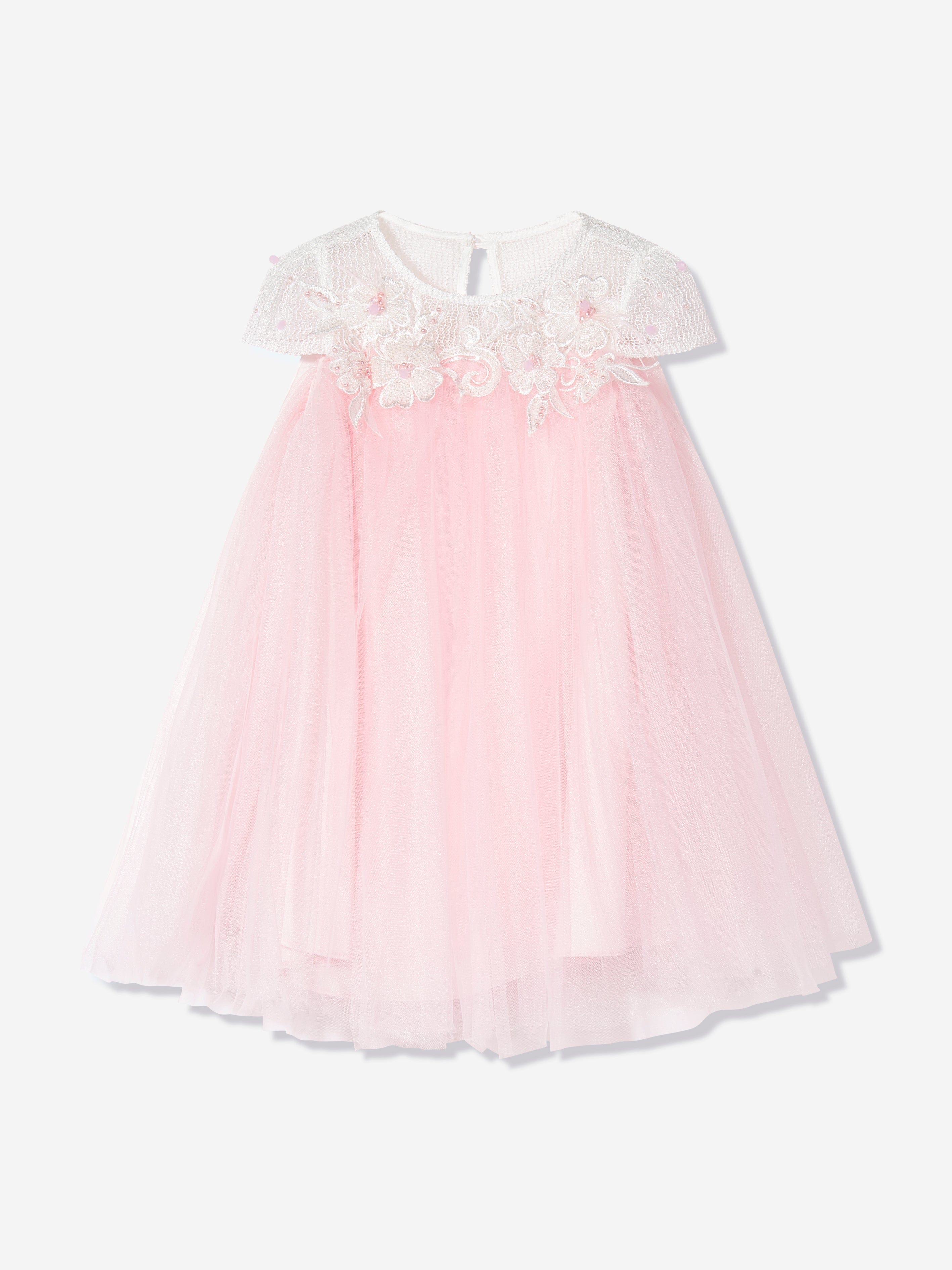 DRESS & Fleur Girls Pink Flower Occasion Dress with Headband