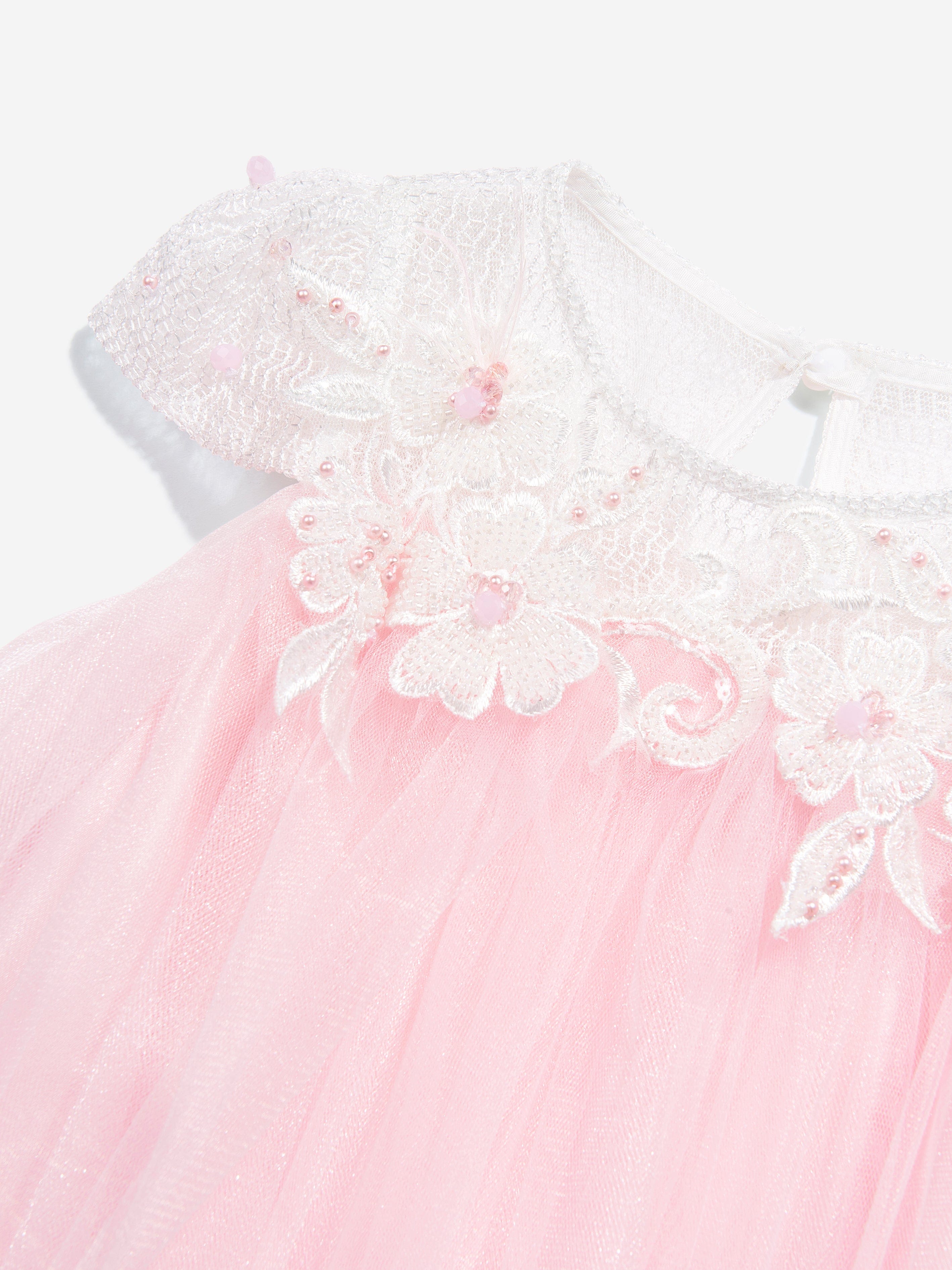 DRESS & Fleur Girls Pink Flower Occasion Dress with Headband