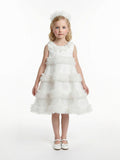 DRESS & Fleur Girls Ivory Tulle Occasion Dress and Headband Set