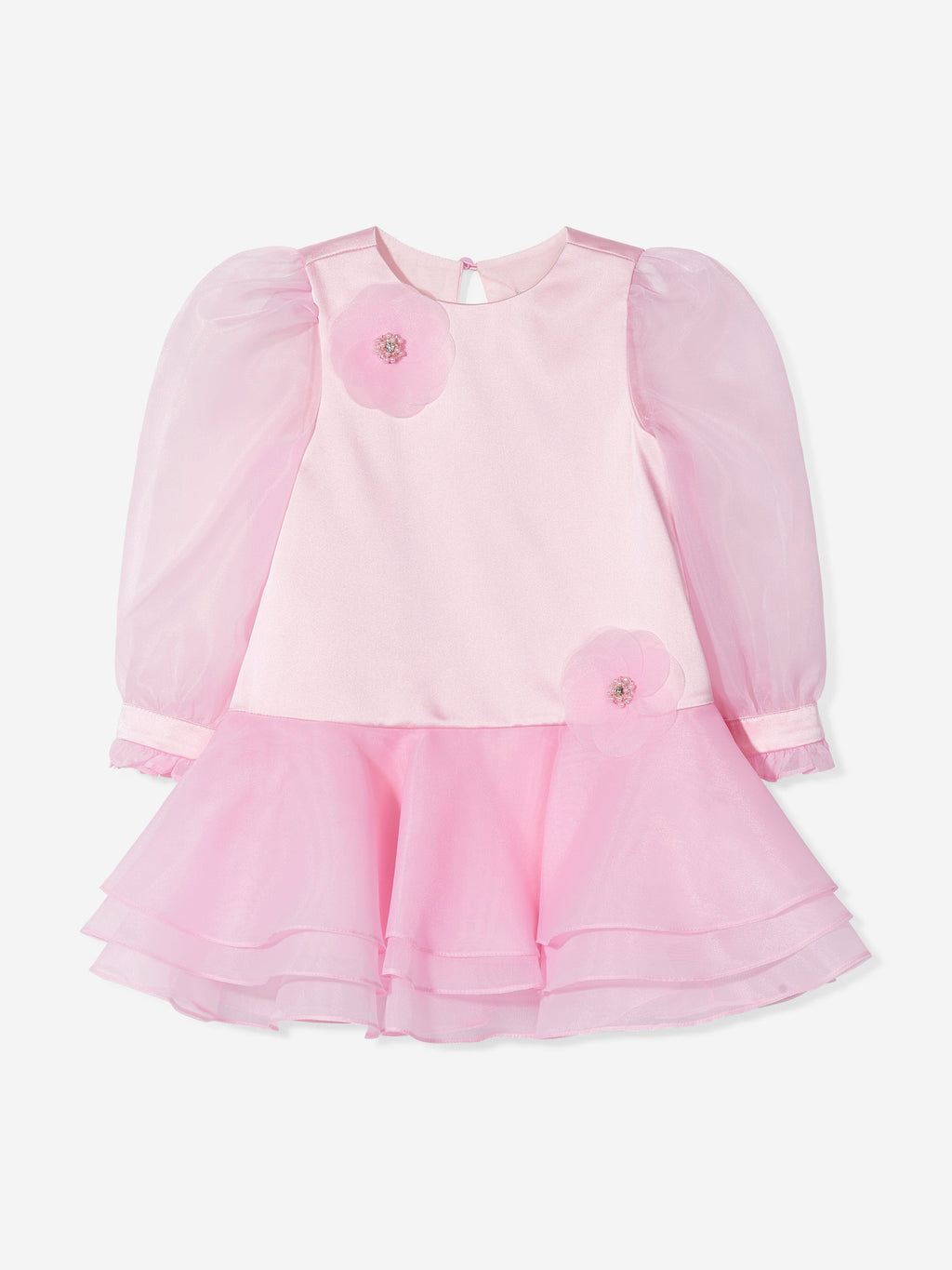 DRESS & Fleur Girls Pink Organza Flower Occasion Dress with Headband