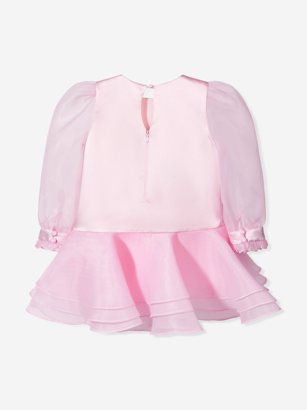 DRESS & Fleur Girls Pink Organza Flower Occasion Dress with Headband