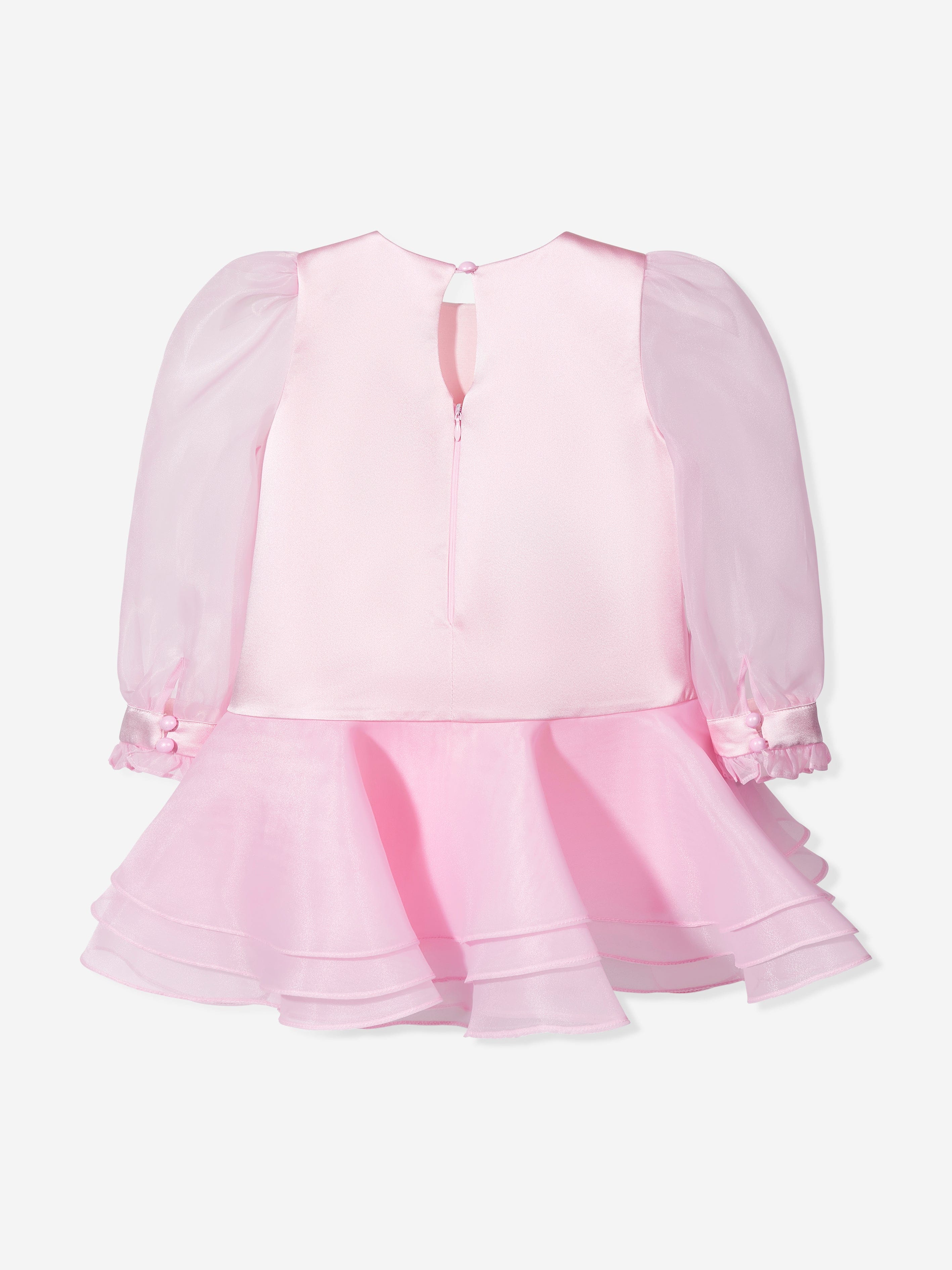 DRESS & Fleur Girls Pink Organza Flower Occasion Dress with Headband