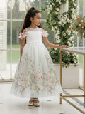 DRESS & Fleur Girls Floral Organza Occasion Dress in Ivory | Childsplay