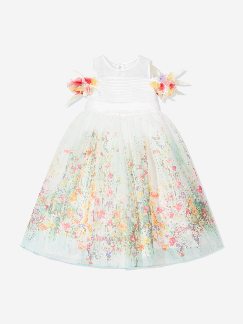 DRESS & Fleur Girls Floral Organza Occasion Dress in Ivory | Childsplay