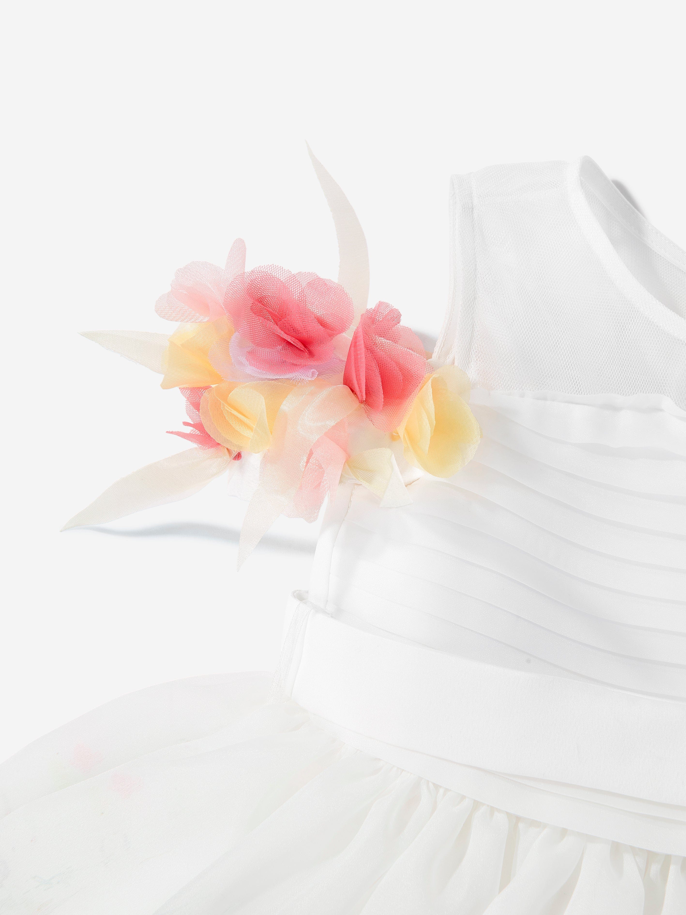 DRESS & Fleur Girls Floral Organza Occasion Dress in Ivory | Childsplay
