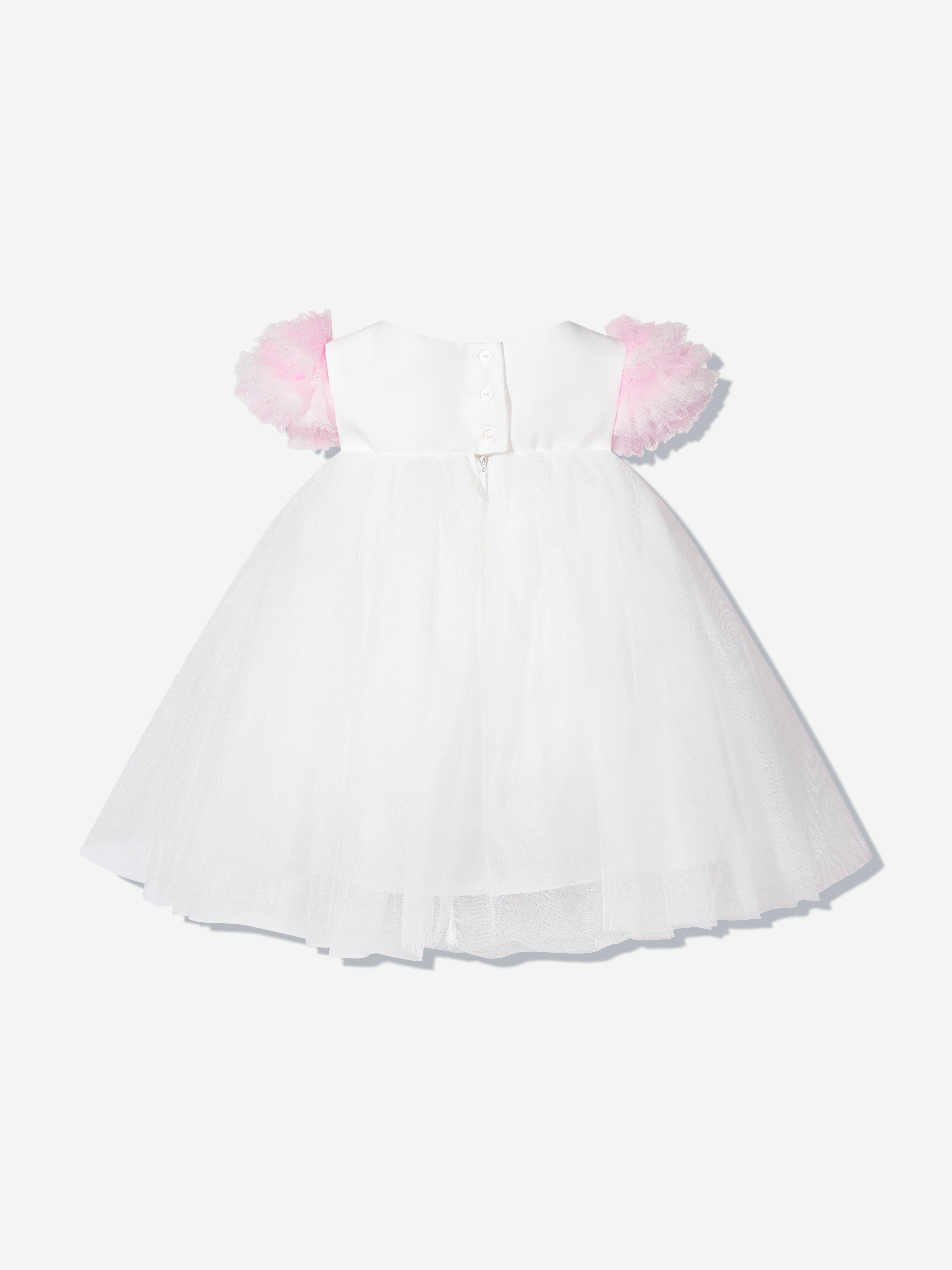 Dress & Fleur Baby Girls Ivory Lace Occasion Dress with Headband