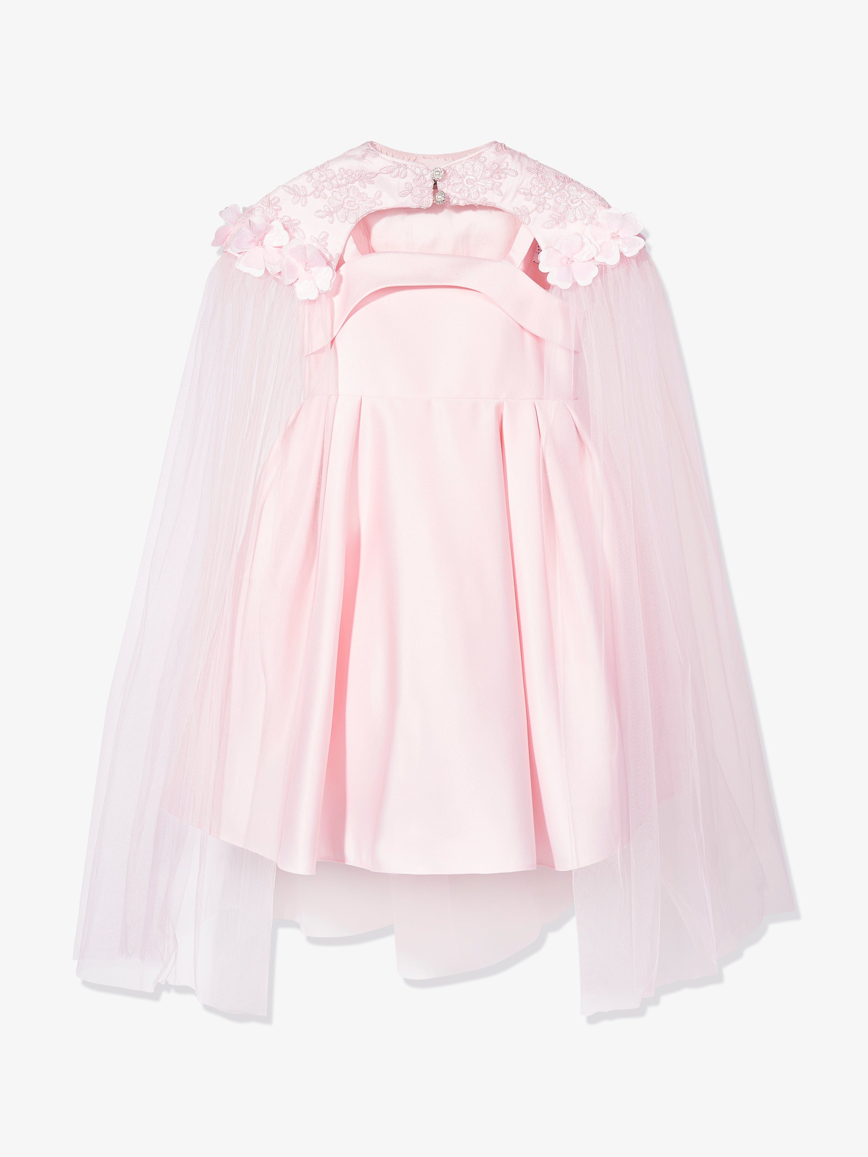 DRESS & Fleur Girls Pink Floral Occasion Dress and Detachable Cape Set