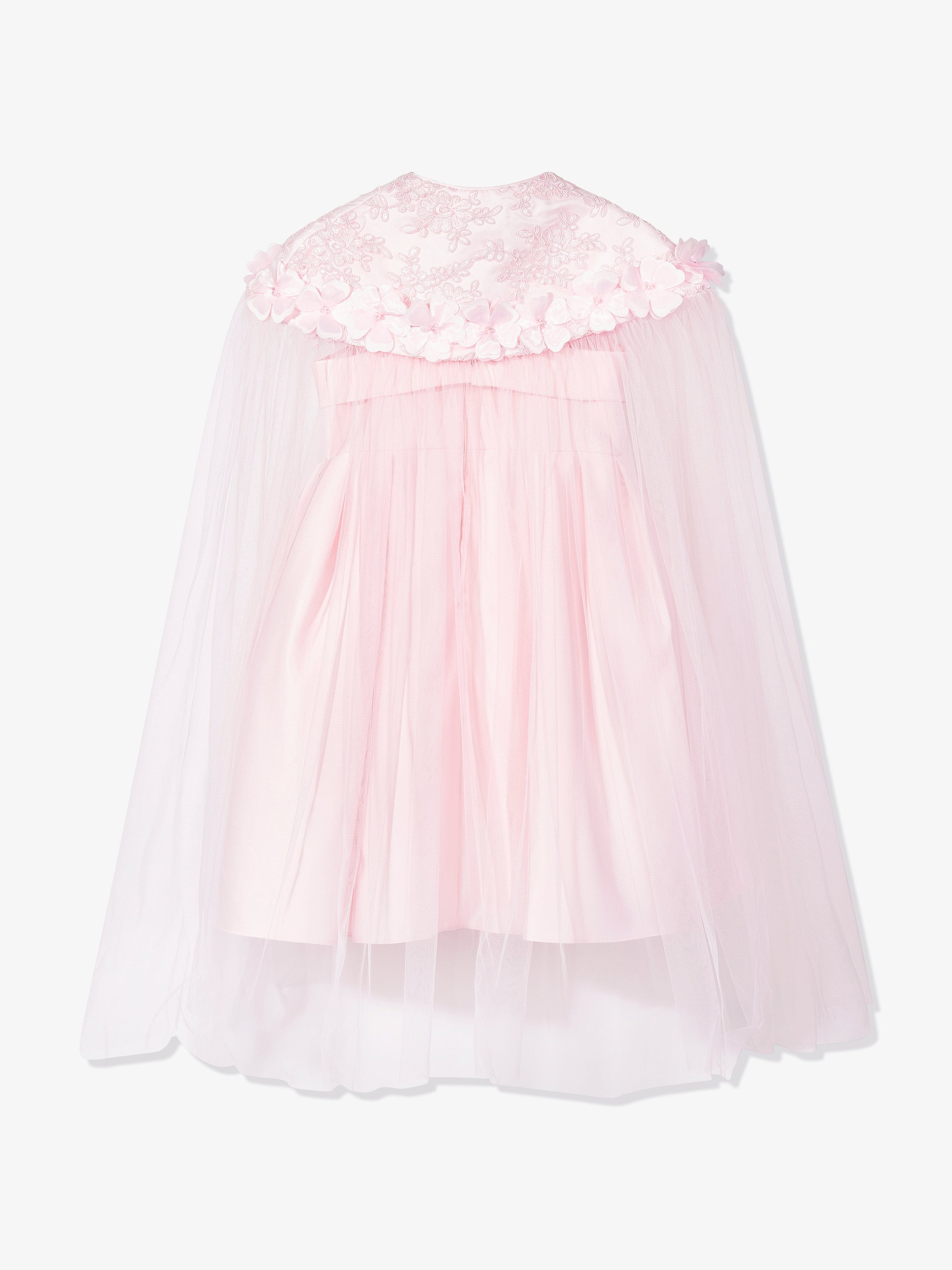 DRESS & Fleur Girls Pink Floral Occasion Dress and Detachable Cape Set