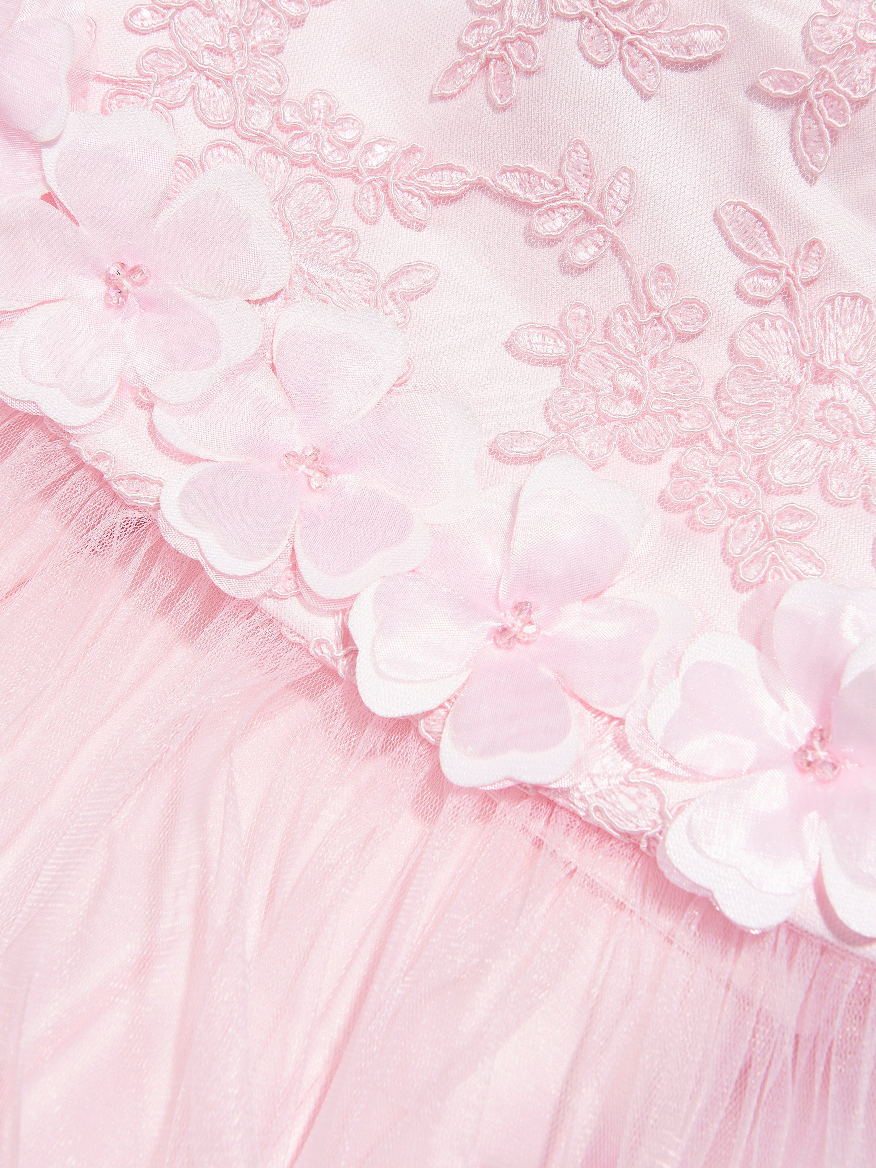 DRESS & Fleur Girls Pink Floral Occasion Dress and Detachable Cape Set