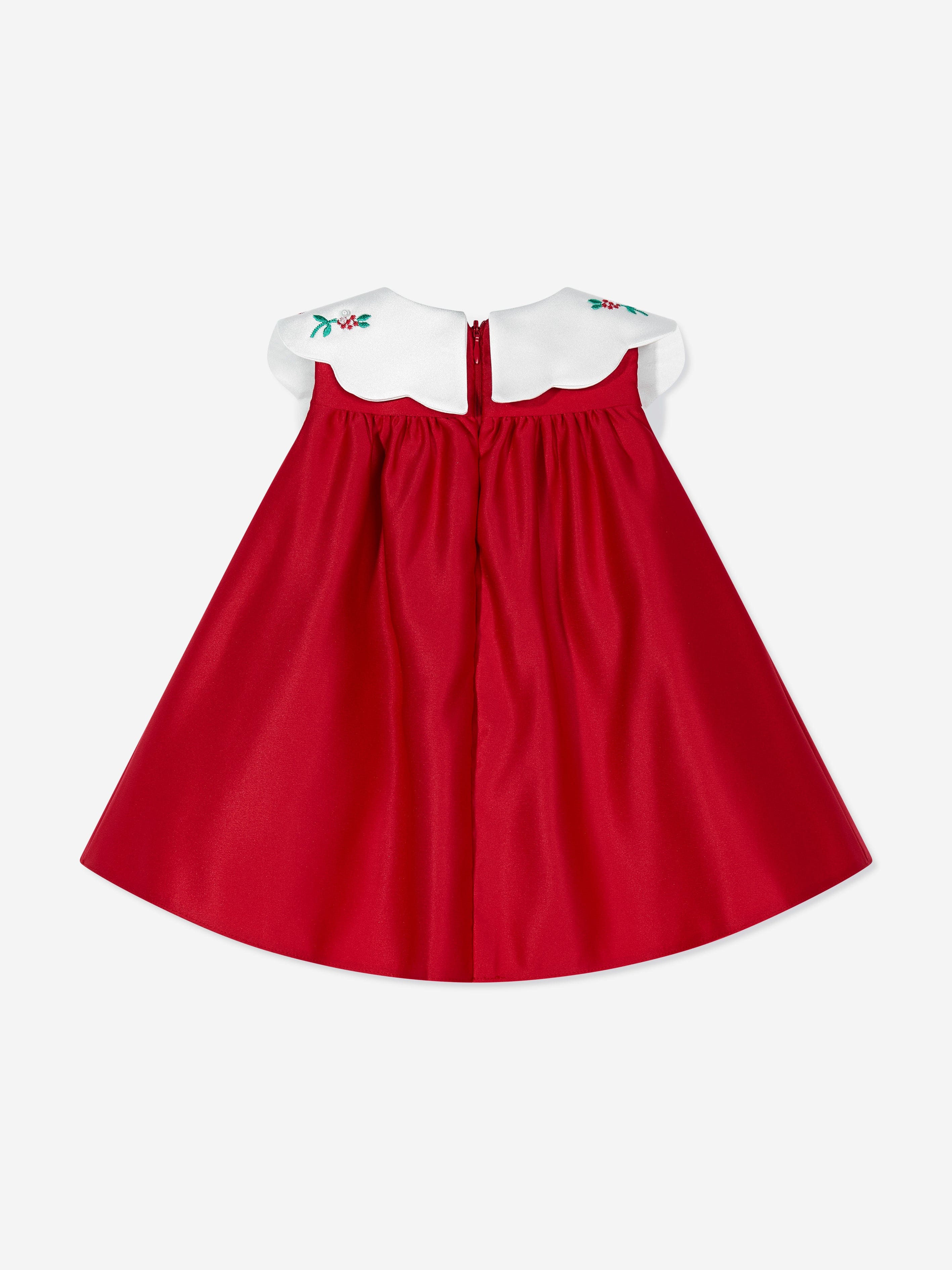 DRESS & Fleur Baby Girls Floral Embroidered Occasion Dress in Red