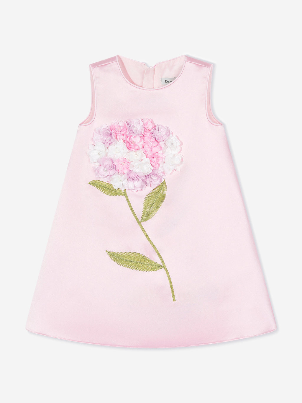 DRESS & Fleur Girls Pink Floral Appliqué Occasion Dress with Headband