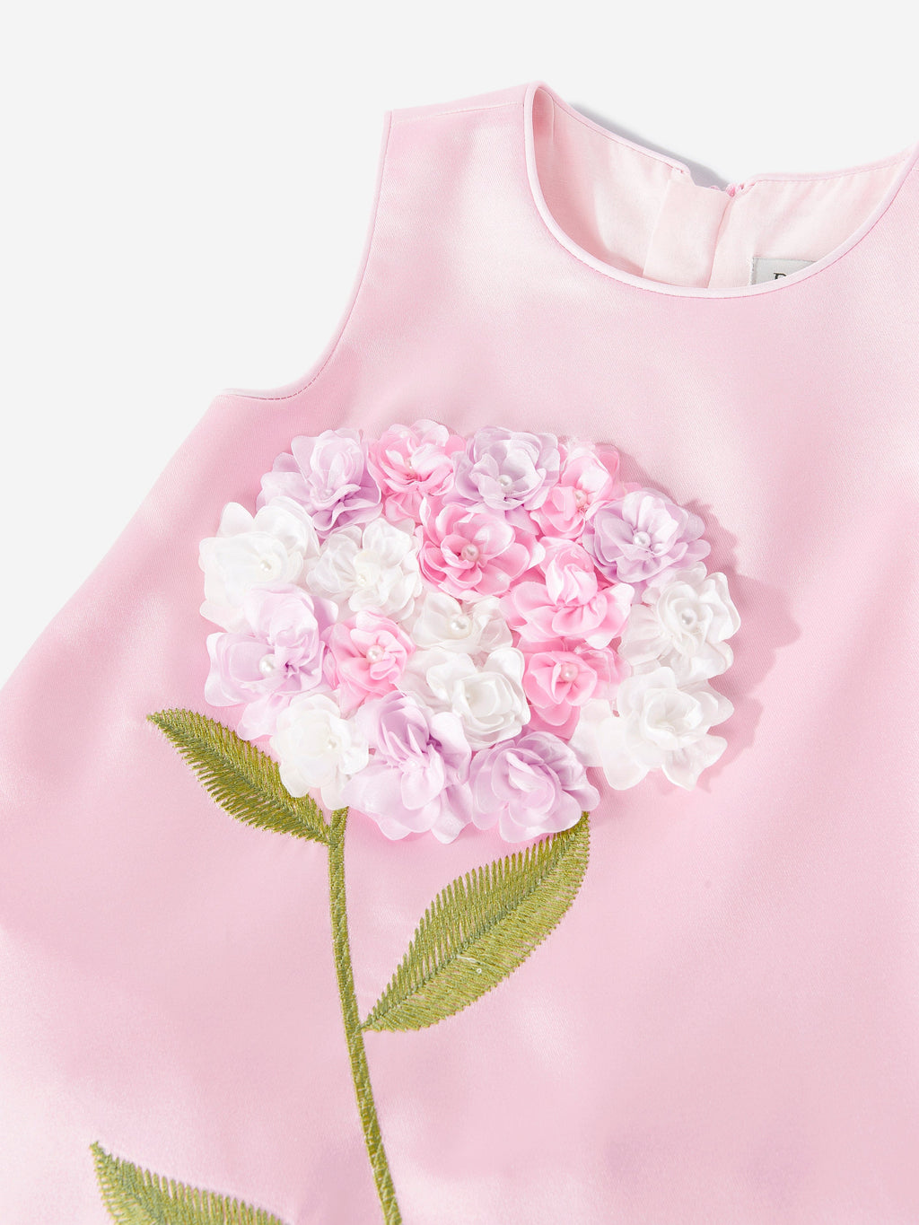 DRESS & Fleur Girls Pink Floral Appliqué Occasion Dress with Headband