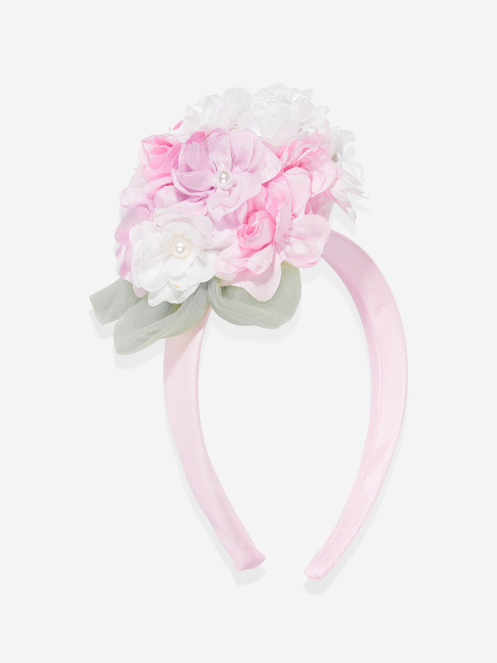 DRESS & Fleur Girls Pink Floral Appliqué Occasion Dress with Headband