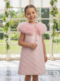 DRESS & Fleur Girls Pink Occasion Dress and Cape Set | Ruffled A-Line