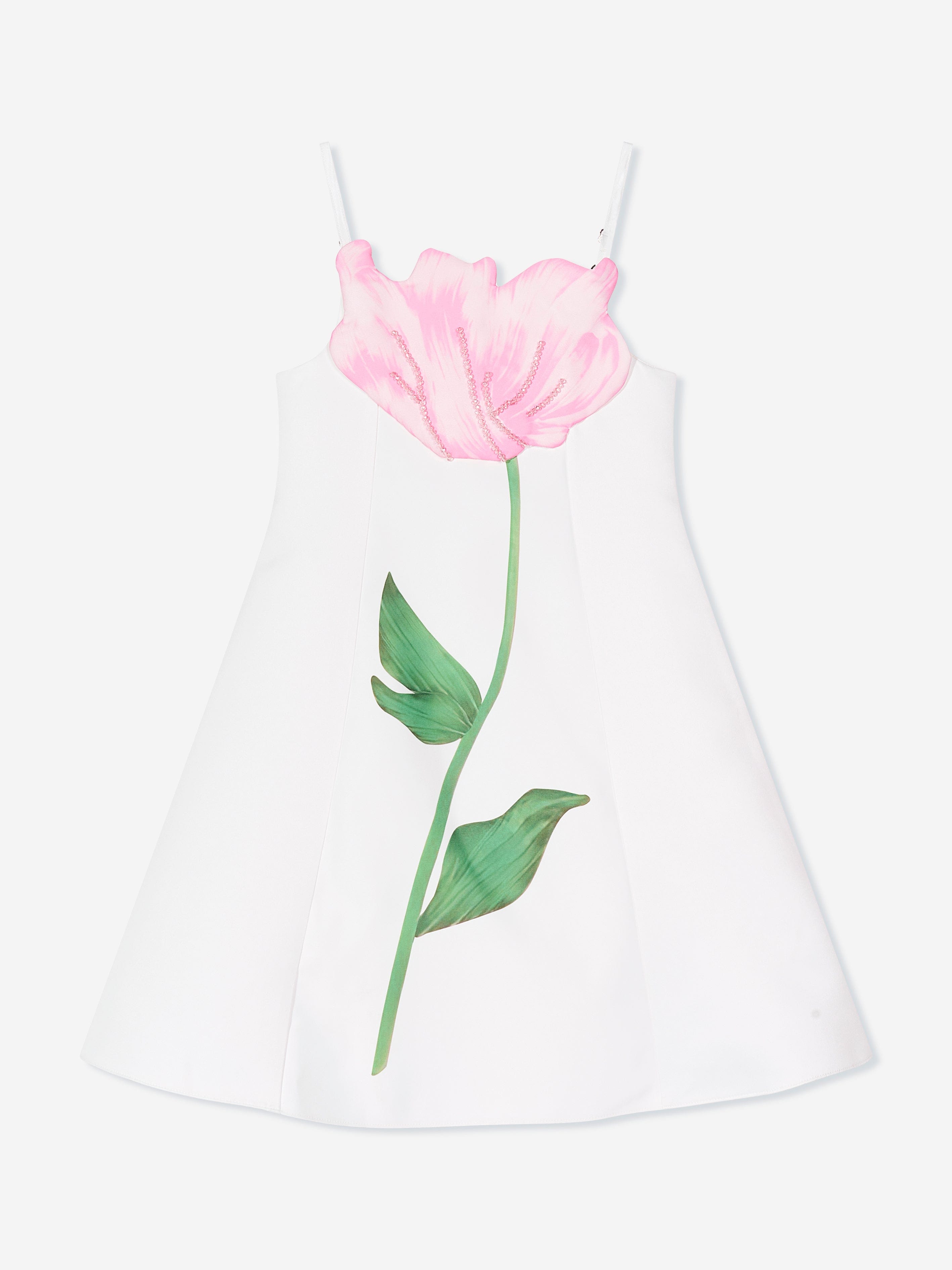 DRESS & Fleur Girls Ivory Floral Occasion Dress with Bead Embellishment