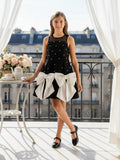 DRESS & Fleur Girls Black Occasion Dress with Bow and Pearl Details