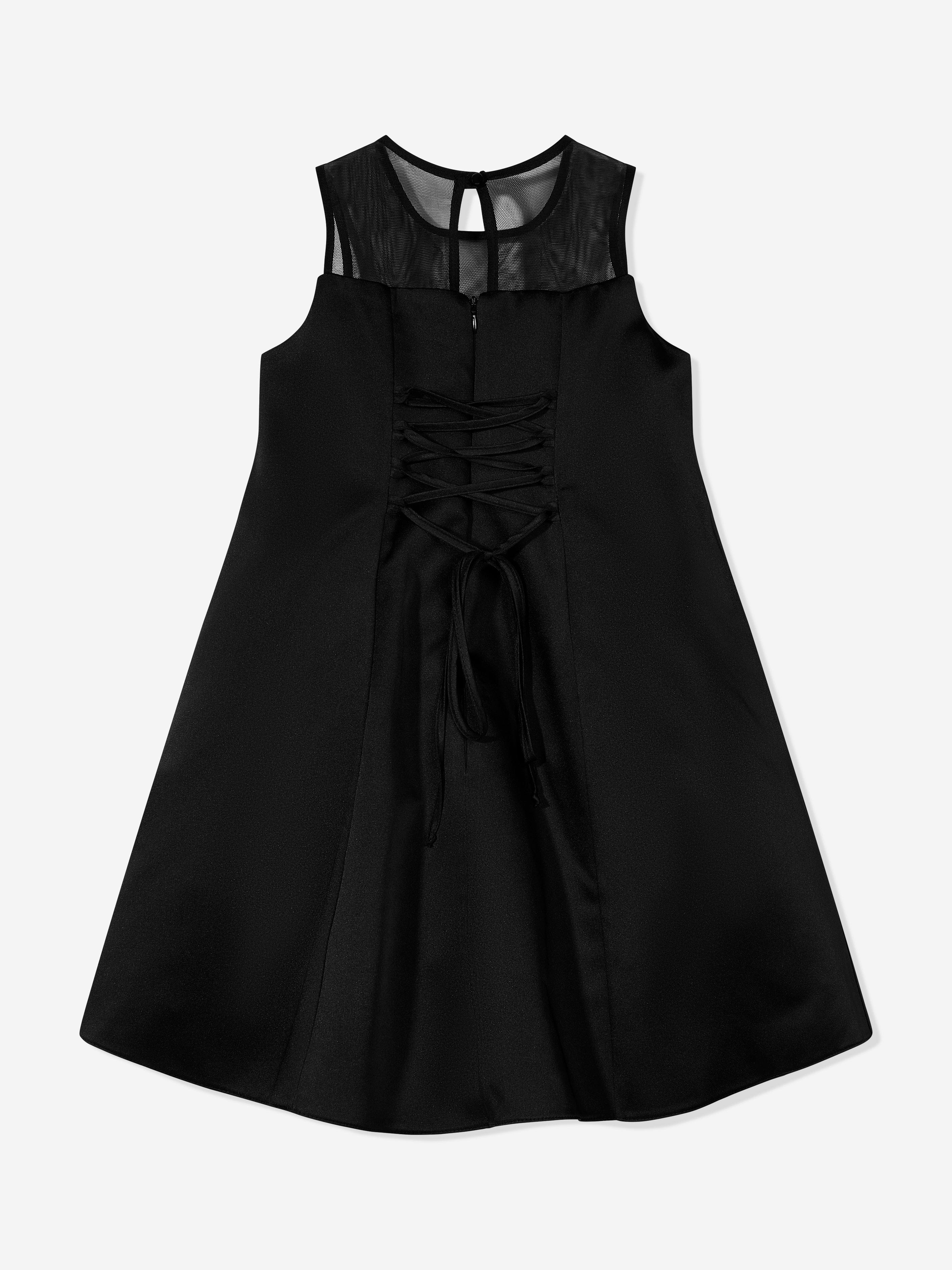 DRESS & Fleur Girls Black Occasion Dress with Bow and Pearl Details