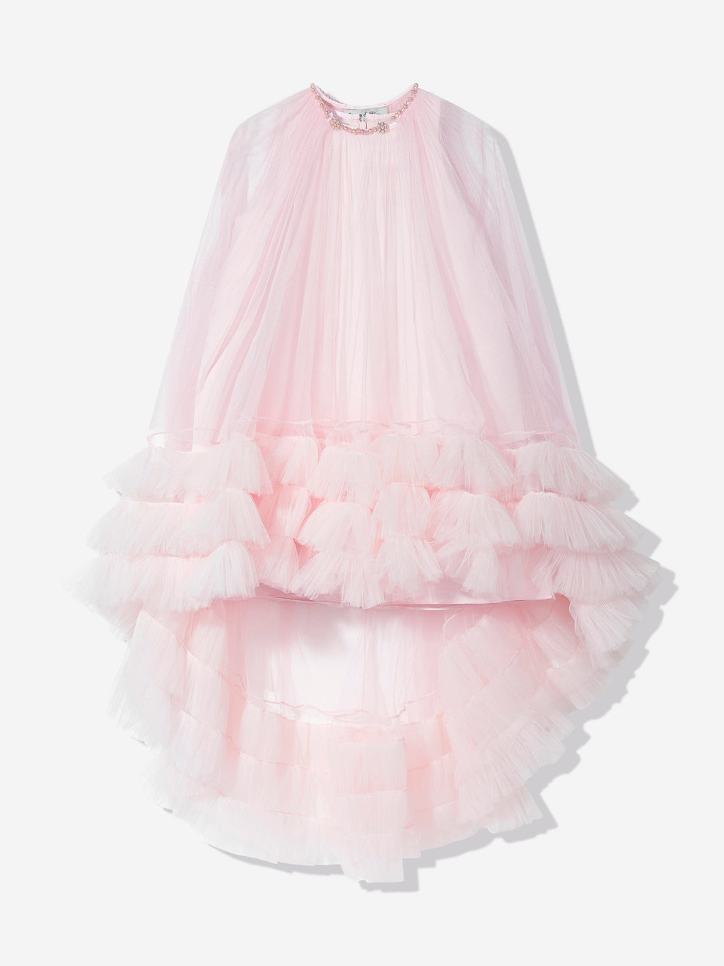 DRESS & Fleur Girls Pink Tulle Occasion Dress and Cape Set
