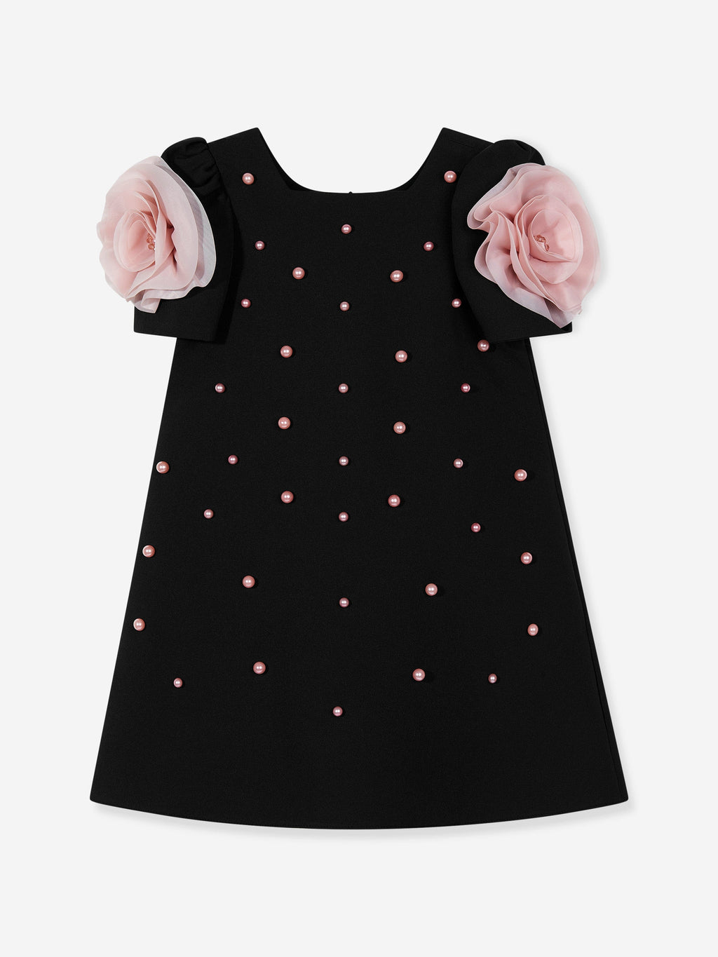 DRESS & Fleur Girls Black Rose-Appliqué Flower Occasion Dress