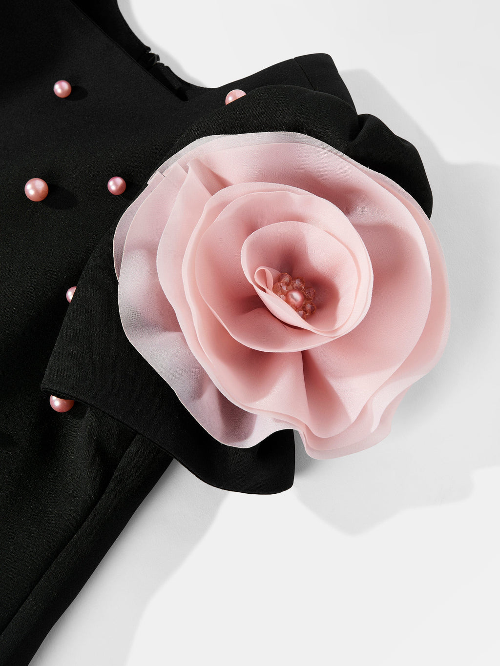 DRESS & Fleur Girls Black Rose-Appliqué Flower Occasion Dress