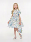 DRESS & Fleur Girls Blue Floral Occasion Dress with Matching Bag