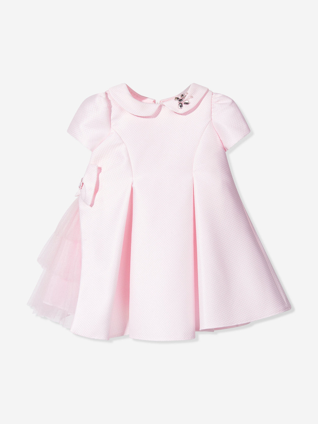 DRESS & Fleur Baby Girls Pink Jacquard Occasion Dress with Headband