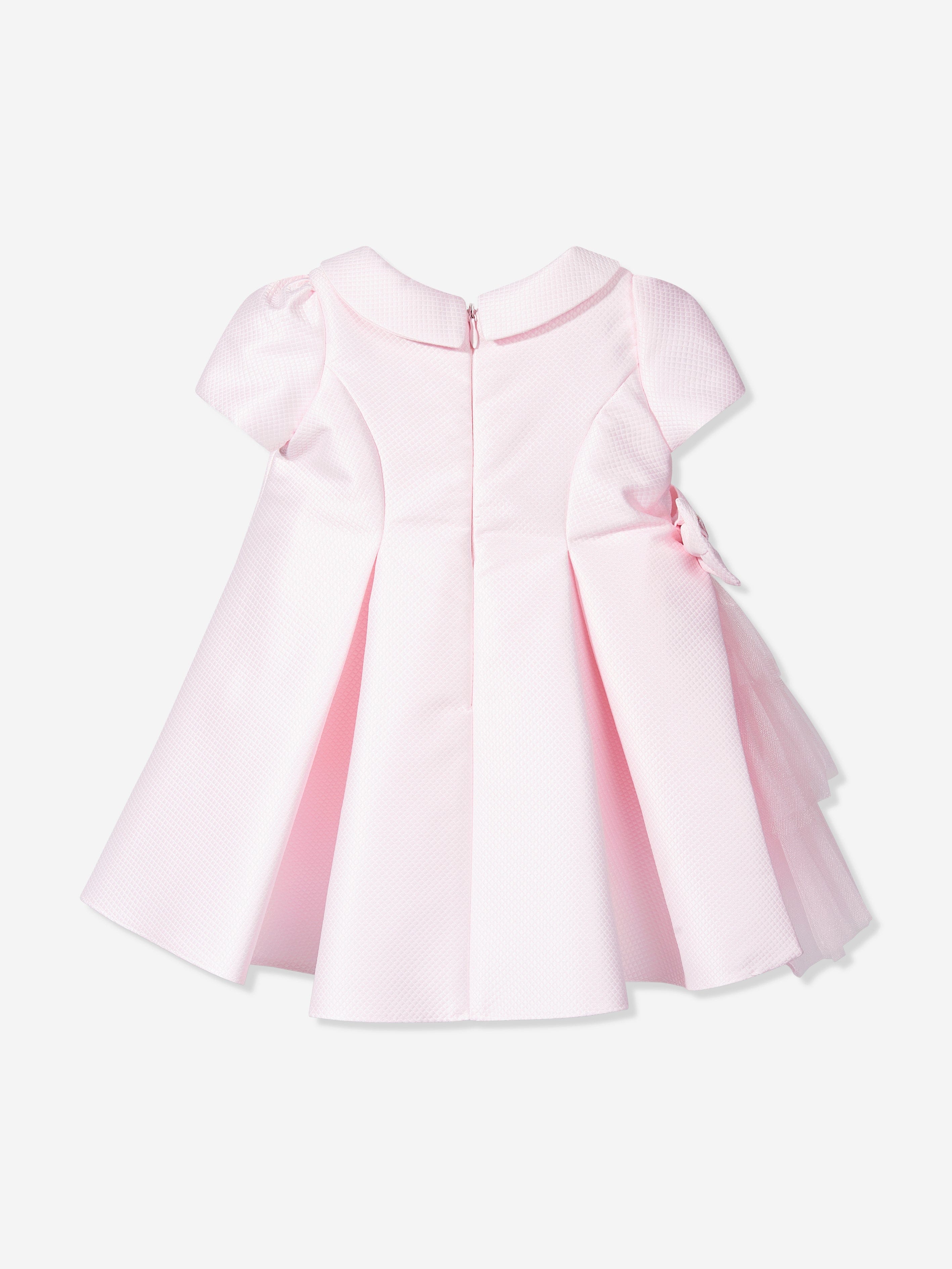 DRESS & Fleur Baby Girls Pink Jacquard Occasion Dress with Headband