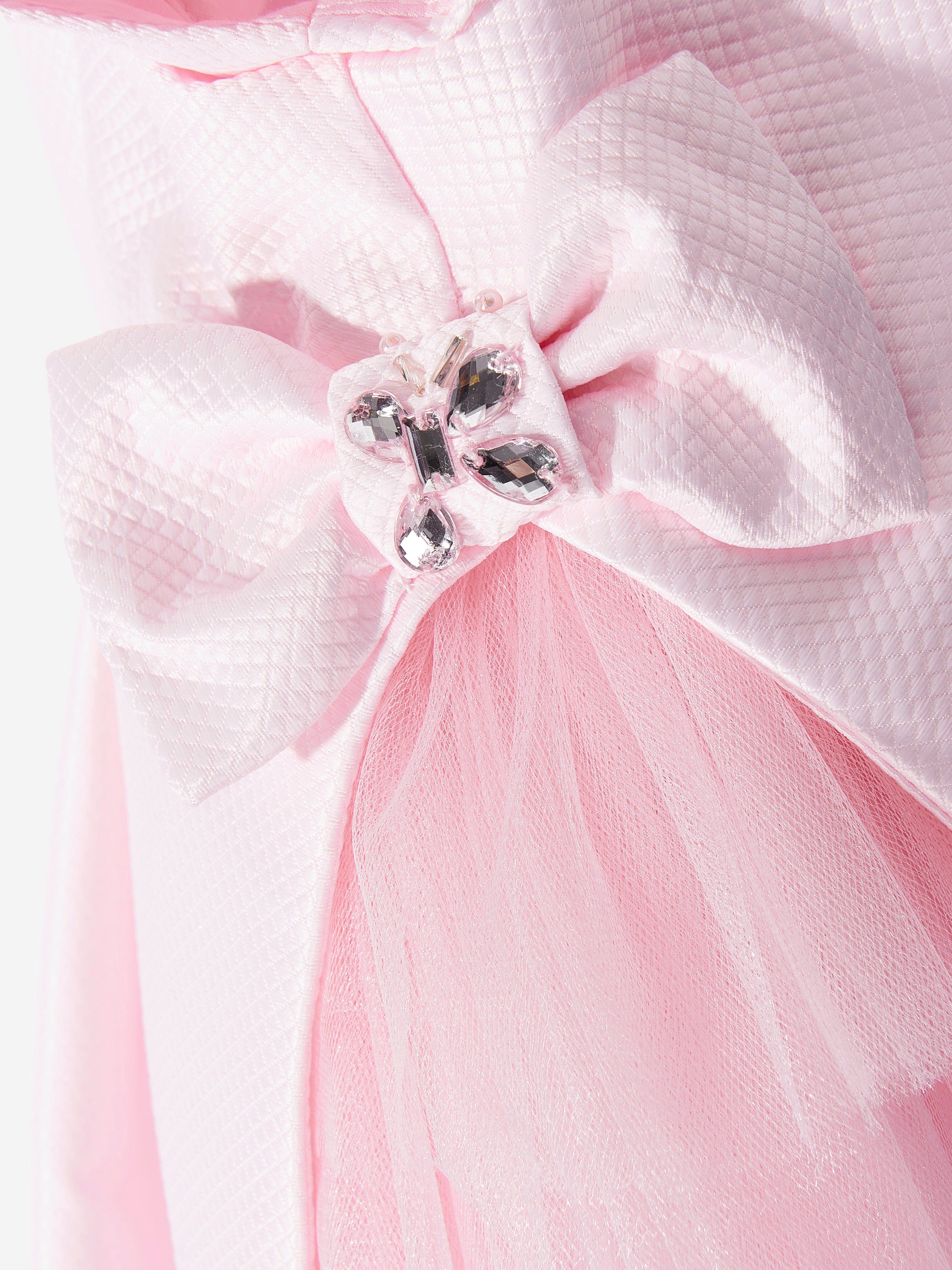 DRESS & Fleur Baby Girls Pink Jacquard Occasion Dress with Headband