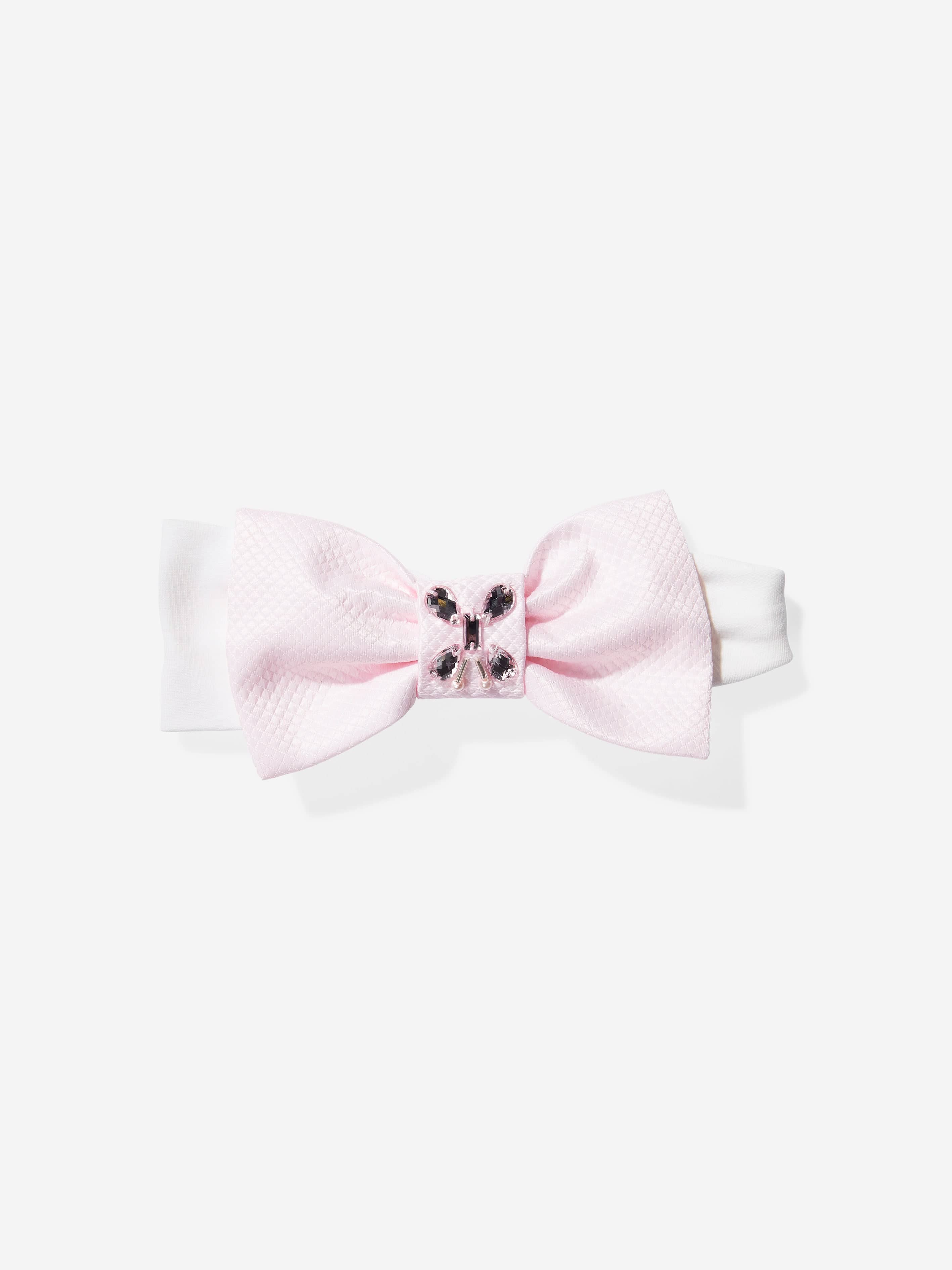 DRESS & Fleur Baby Girls Pink Jacquard Occasion Dress with Headband