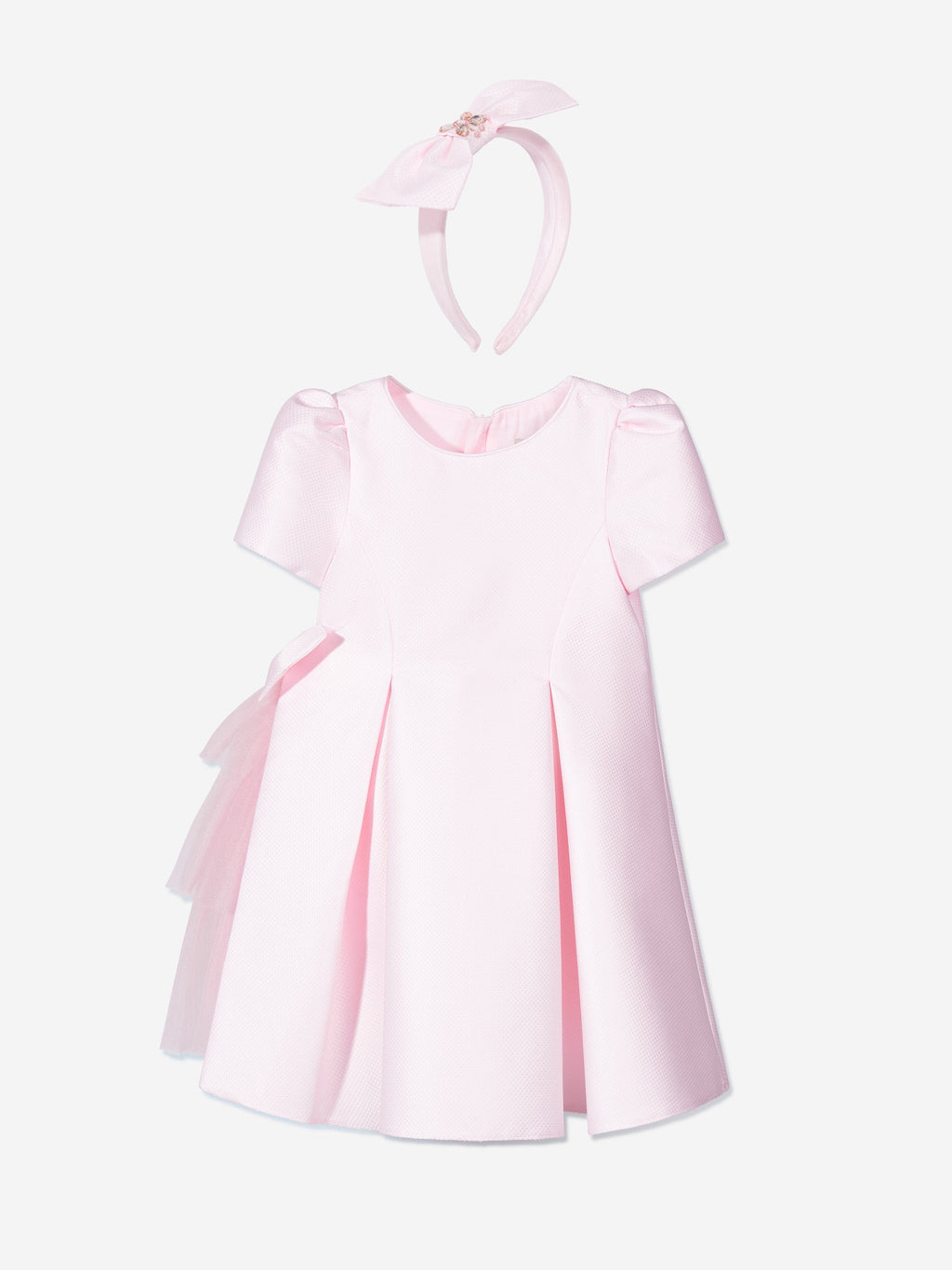 DRESS & Fleur Girls Pink Occasion A-Line Dress and Bow Headband Set