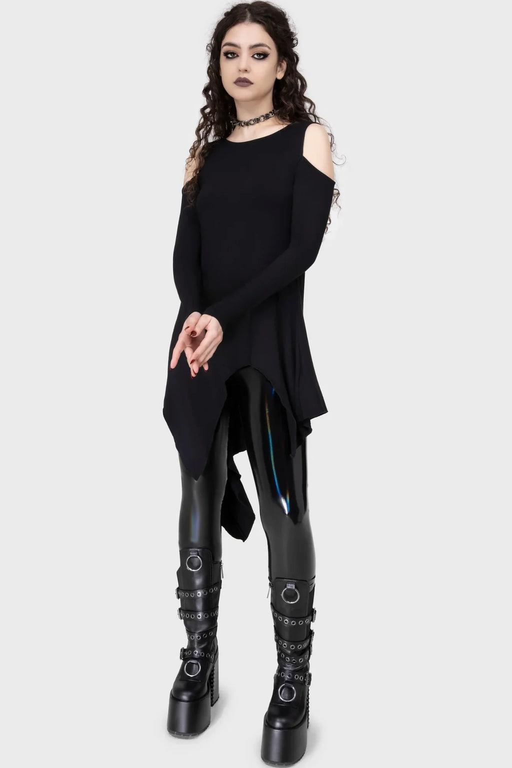 Killstar Darkwaves & Raves Rainbow Hi-Shine PU High-Waisted Leggings
