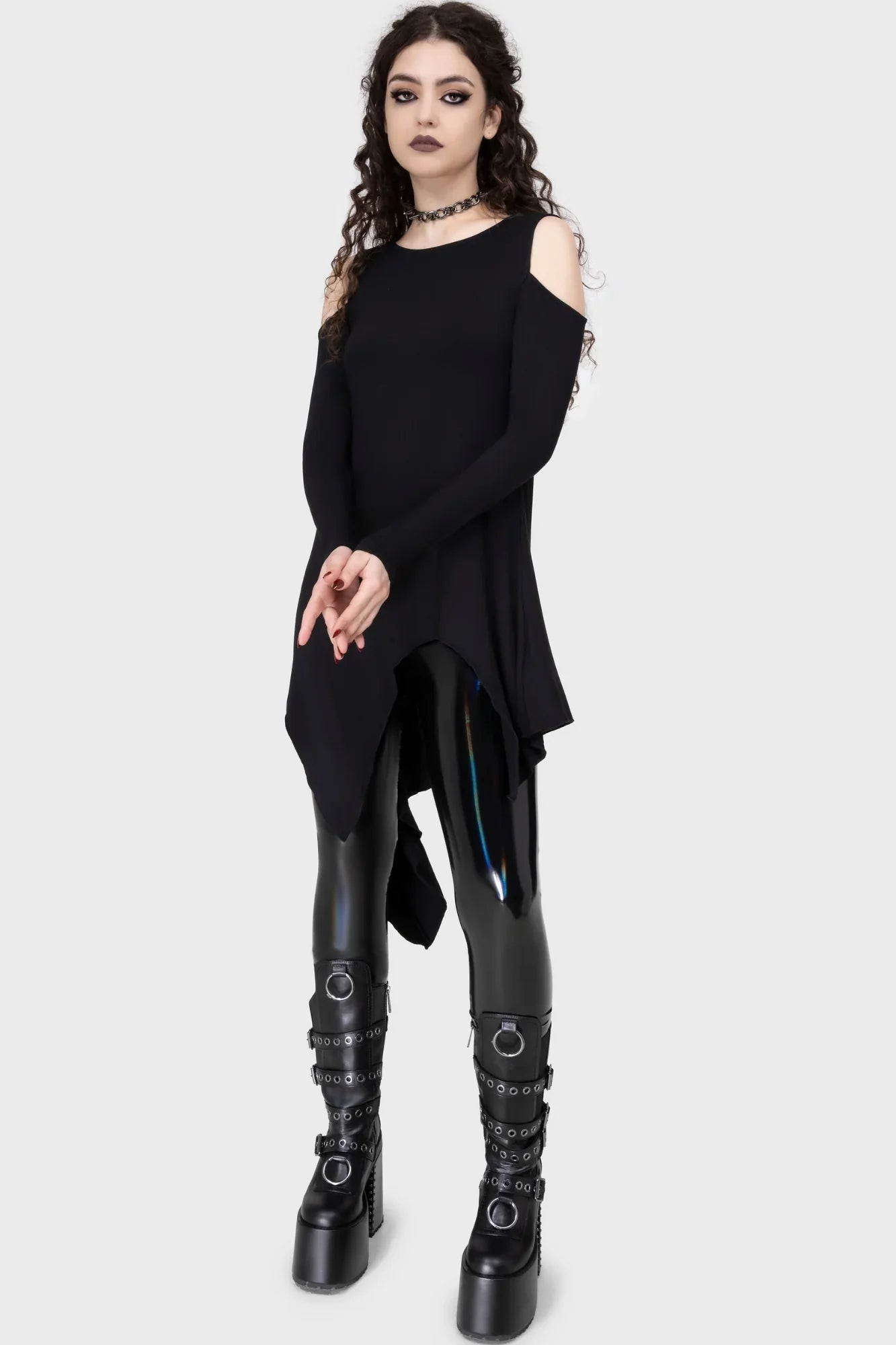 Killstar Darkwaves & Raves Rainbow Hi-Shine PU High-Waisted Leggings