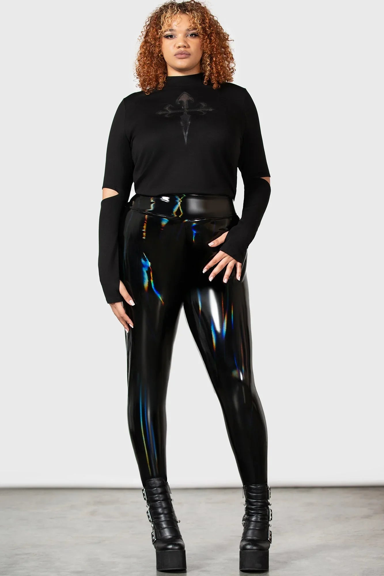 Killstar Darkwaves & Raves Rainbow Hi-Shine PU High-Waisted Leggings
