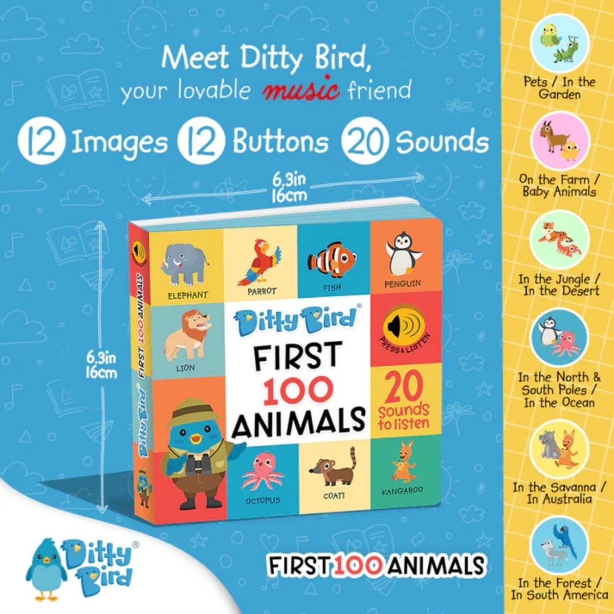 Ditty Bird First 100 Animals Book - image 2