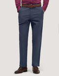 Blue Textured Chino Trouser