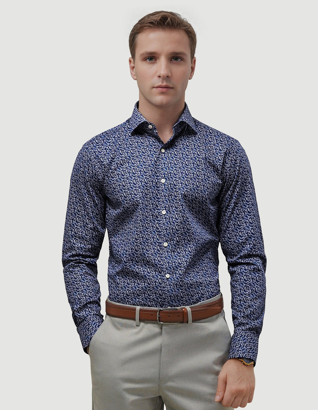 Navy Swirl Print Shirt
