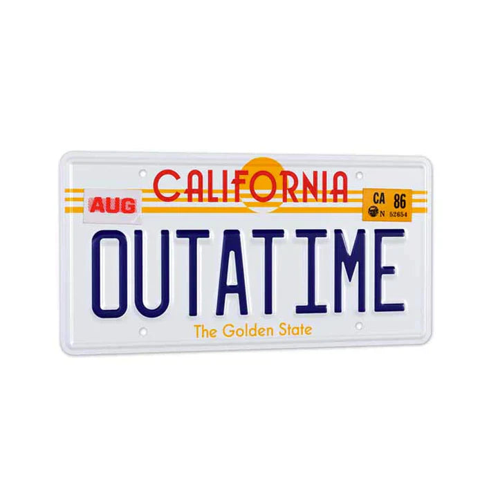 Snaps Back To The Future Outatime Replica Metal Stamped License Plate