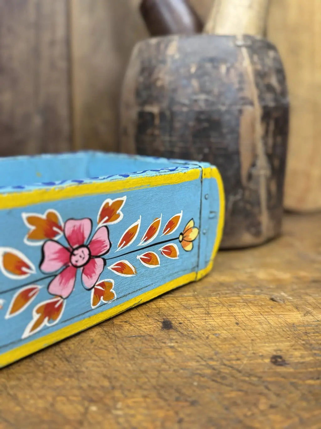 Rustic Warehouse Norfolk Vintage Blue Wooden Brick Mould Planter
