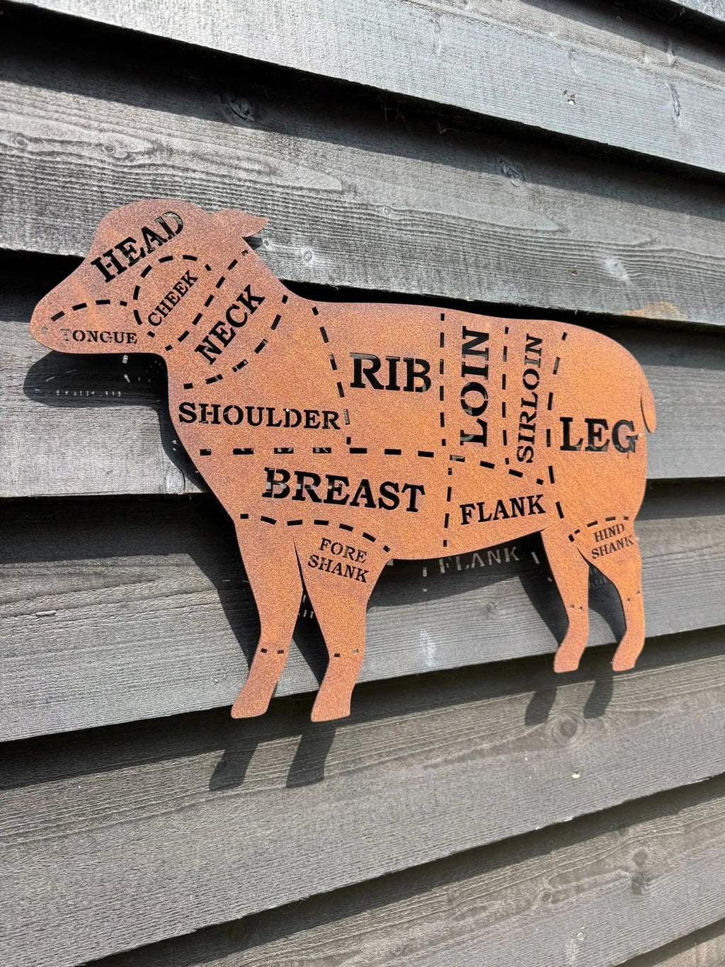 Rustic Metal Butchers Lamb Garden Decor | Steel Wall Art by RW Norfolk