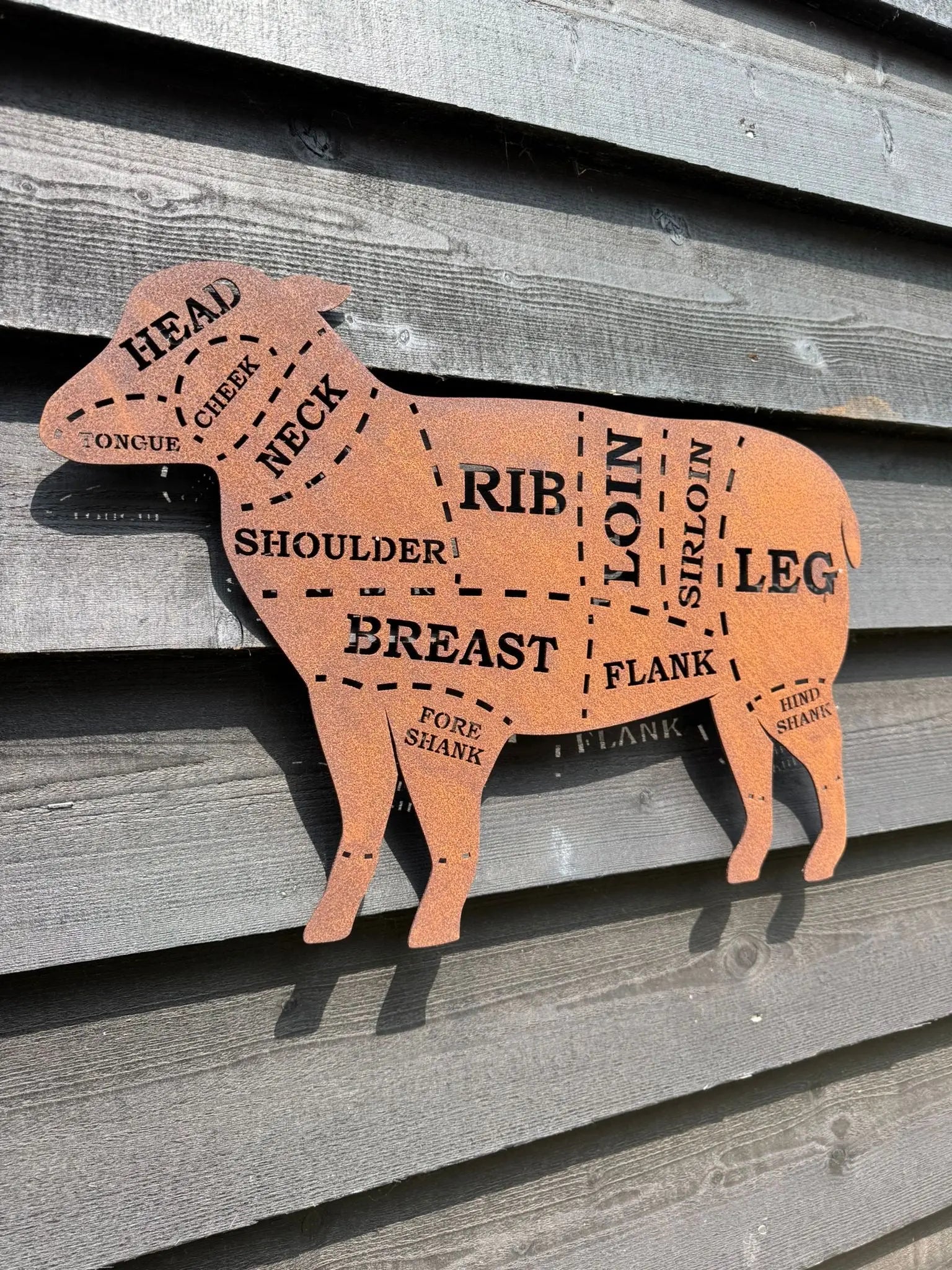 Rustic Metal Butchers Lamb Garden Decor | Steel Wall Art by RW Norfolk