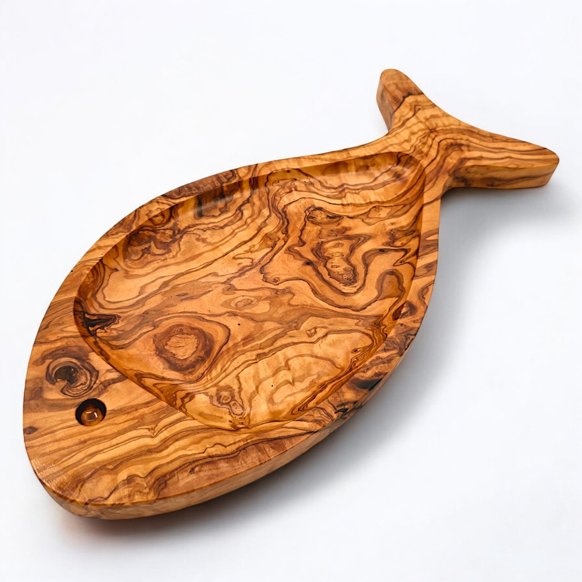 Olive Wood Fish Shaped Serving Board | Large Seafood & Tapas Platter 35-45cm