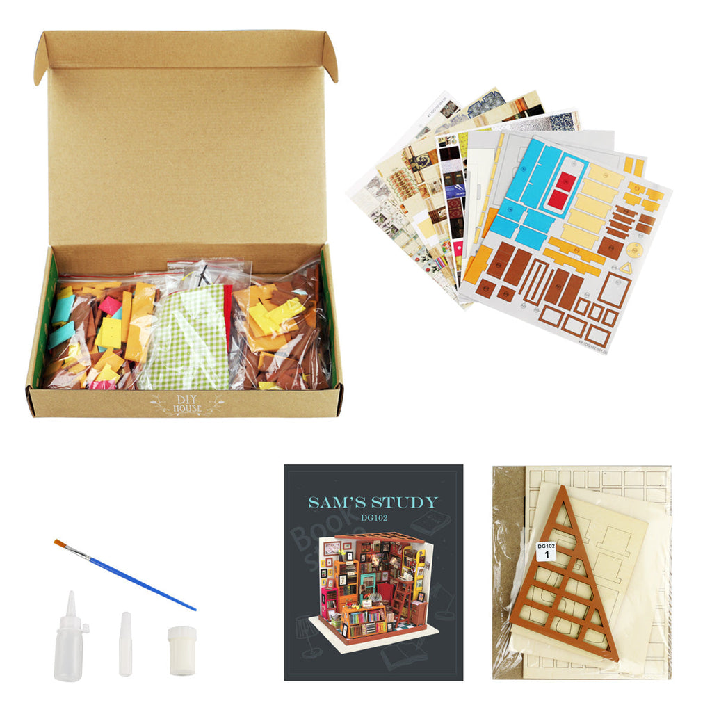 Snaps Sam’s Study 3D Wooden Puzzle - DIY Miniature Library House Kit
