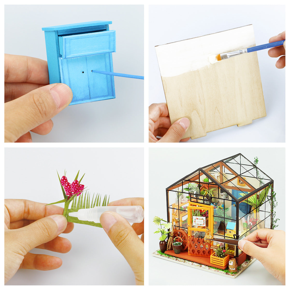 Snaps Cathy’s Flower House 3D Wooden Puzzle - DIY Miniature Greenhouse Kit